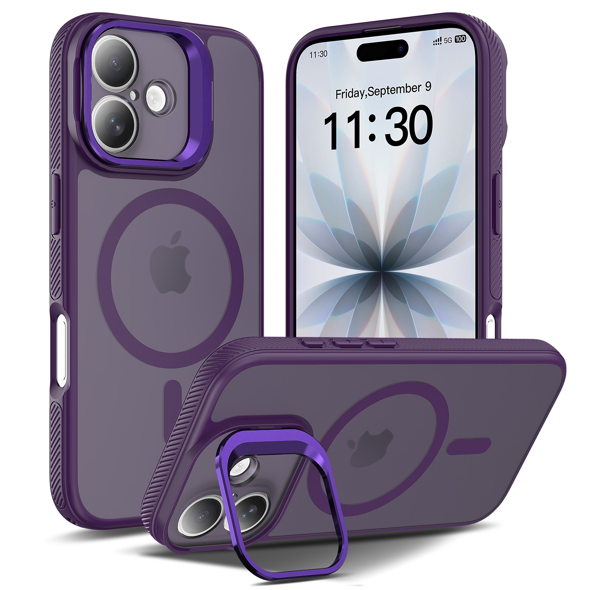 SendaFit Precise-Cutout Camera Stand MagSafe Case for iPhone 17 - Deep Purple