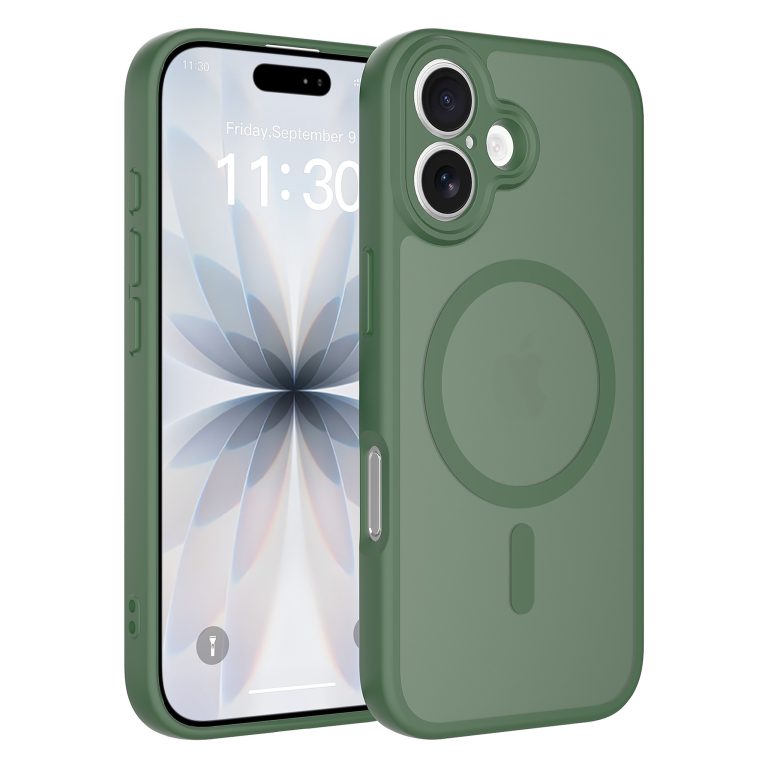SendaFit Precise-Cutout Matte Skin-Feel MagSafe Case for iPhone 17 - Dark Green