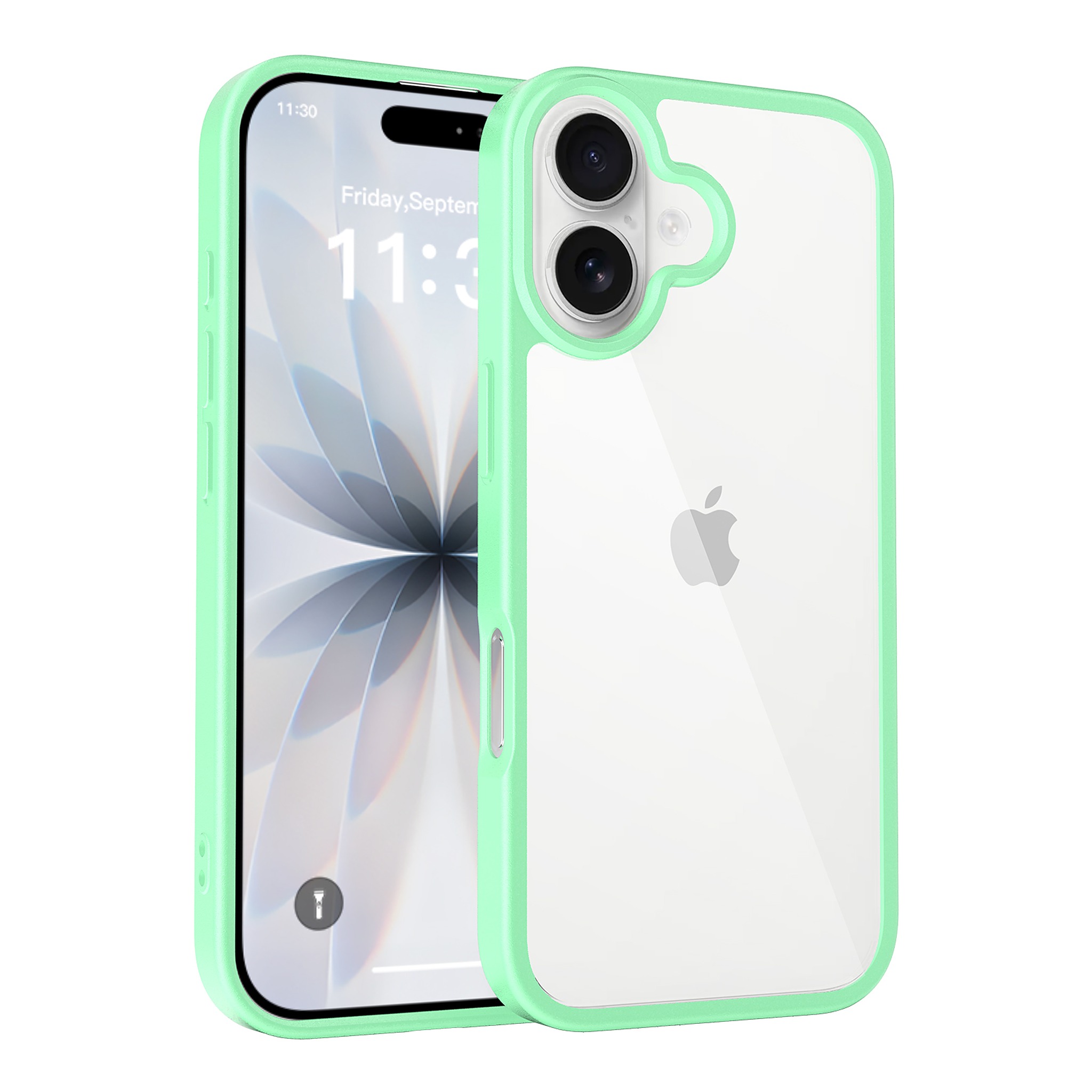 SendaFit Clear Two-in-One Case for iPhone 17 (V2) (Orange Accent) - Ice Green