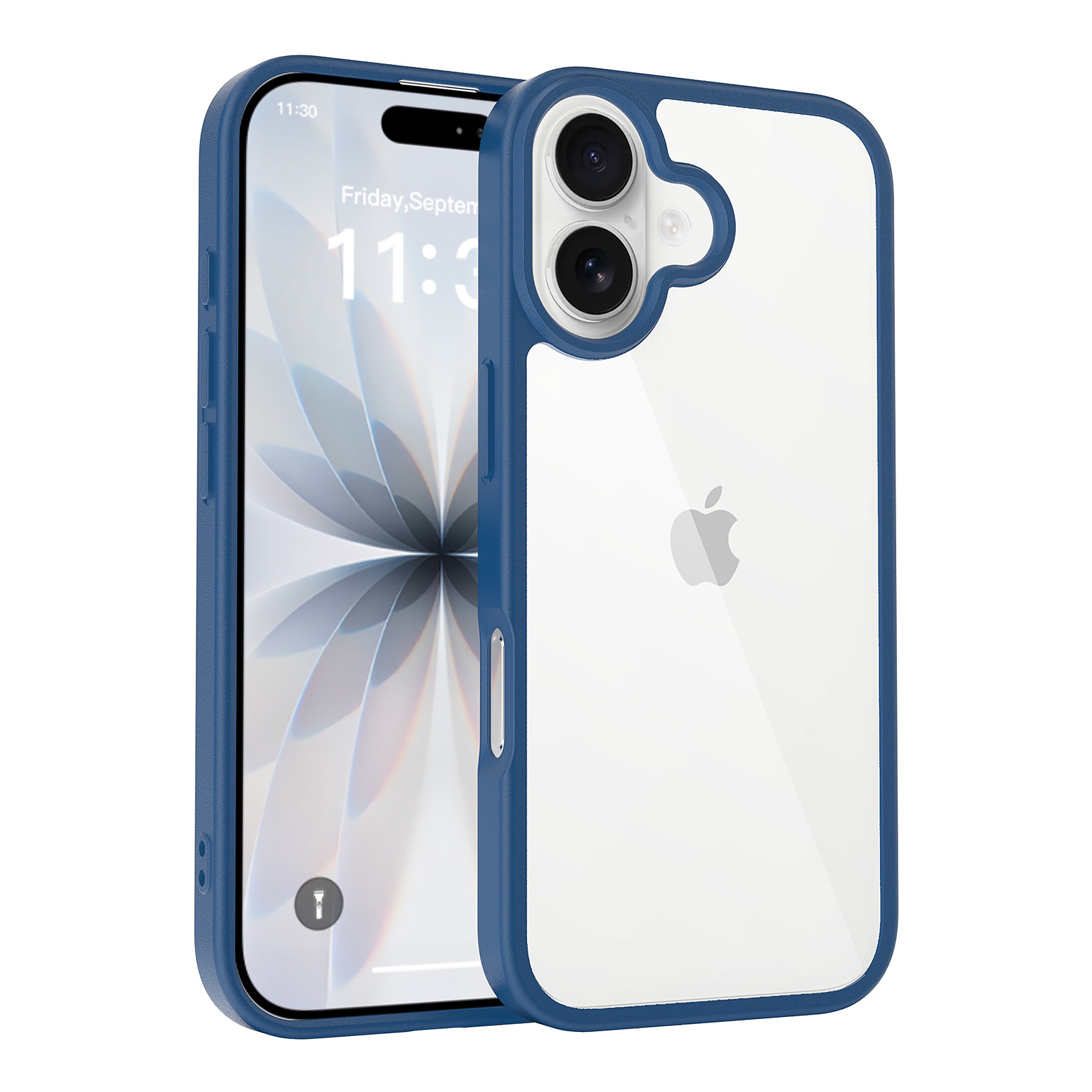 SendaFit Clear Two-in-One Case for iPhone 17 (V2) (Orange Accent) - Royal Blue