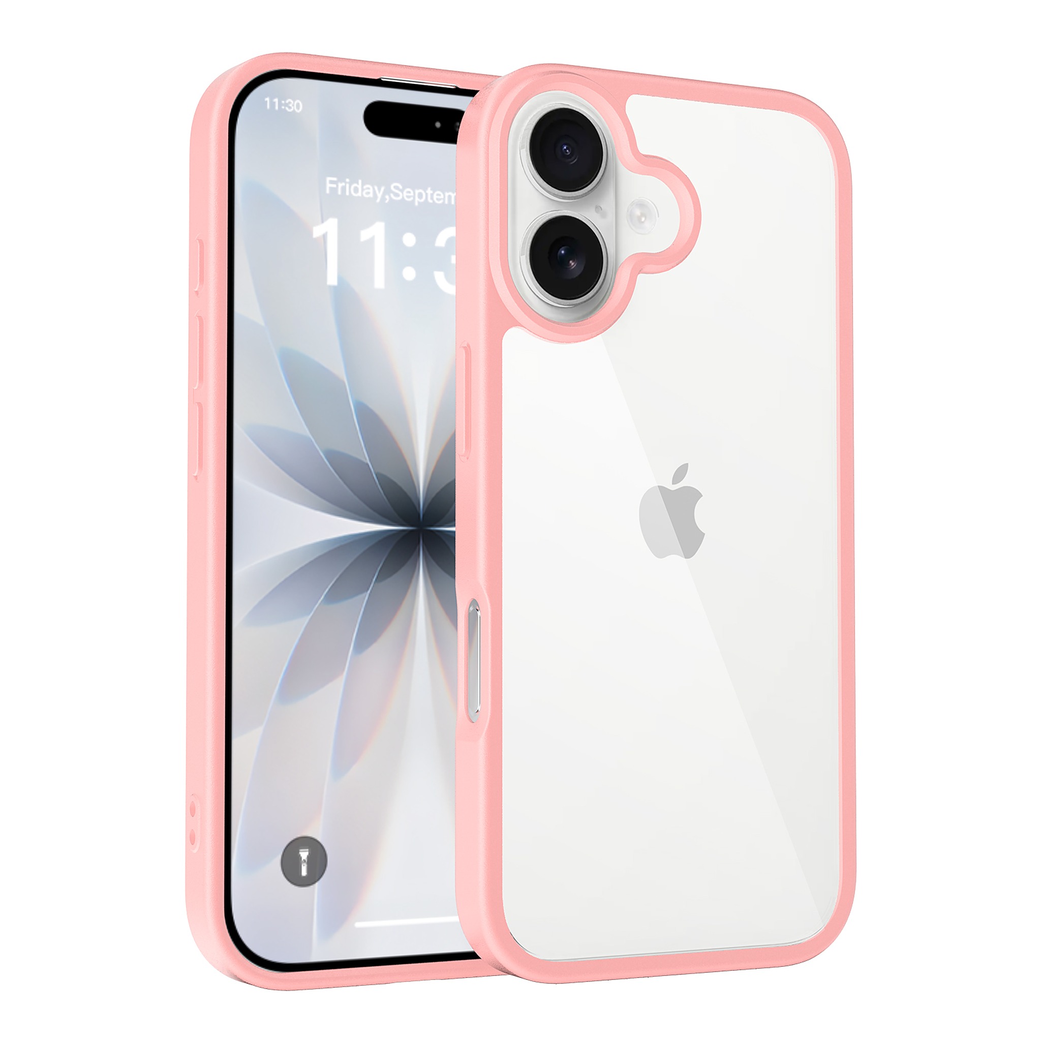 SendaFit Clear Two-in-One Case for iPhone 17 (V2) (Orange Accent) - Light Pink