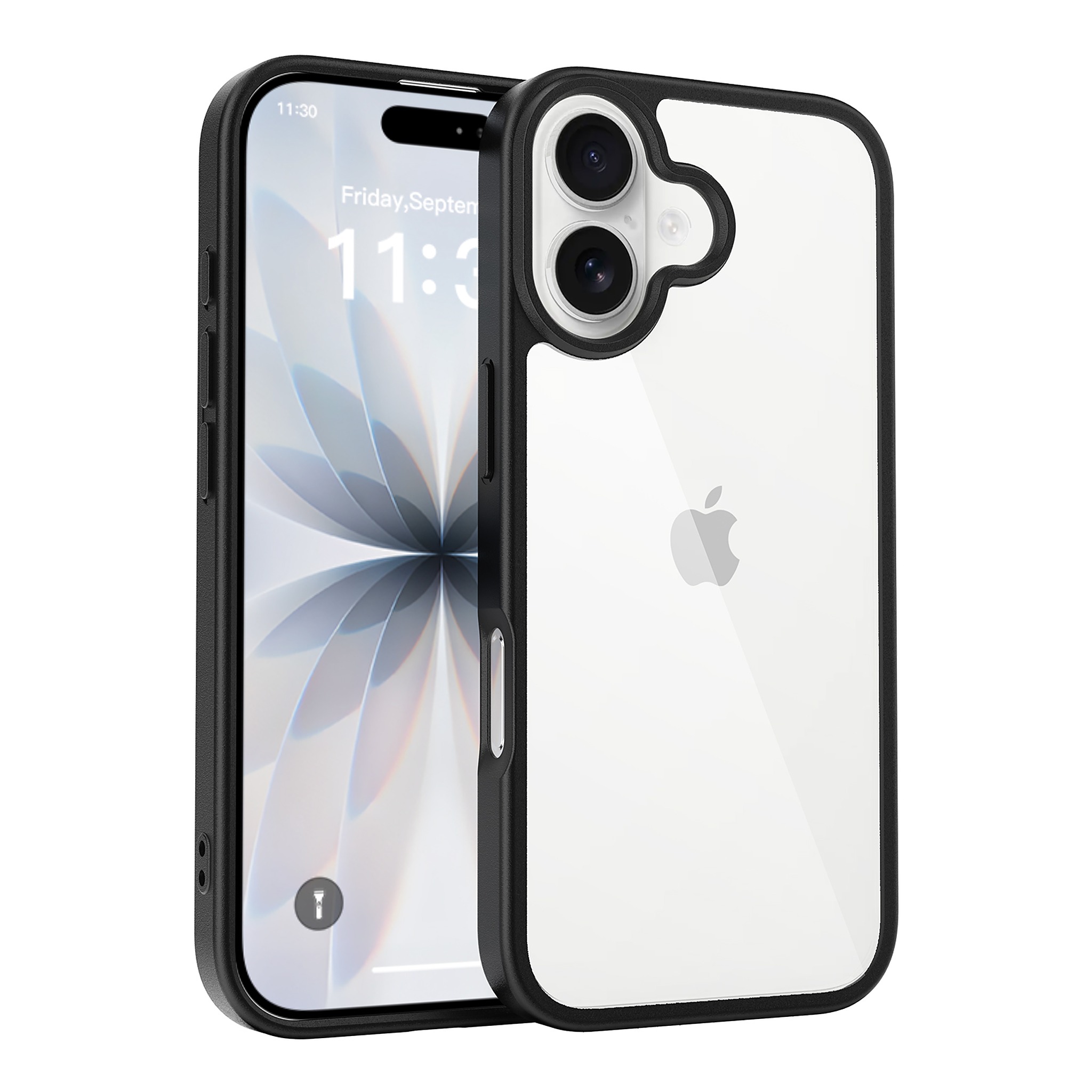 SendaFit Clear Two-in-One Case for iPhone 17 (V2) (Orange Accent) - Matte Black