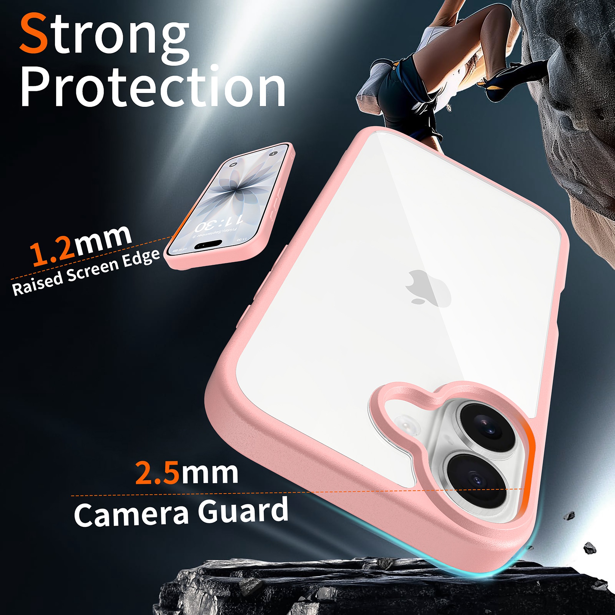 SendaFit Clear Two-in-One Case for iPhone 17 (V2) (Orange Accent) detail 1