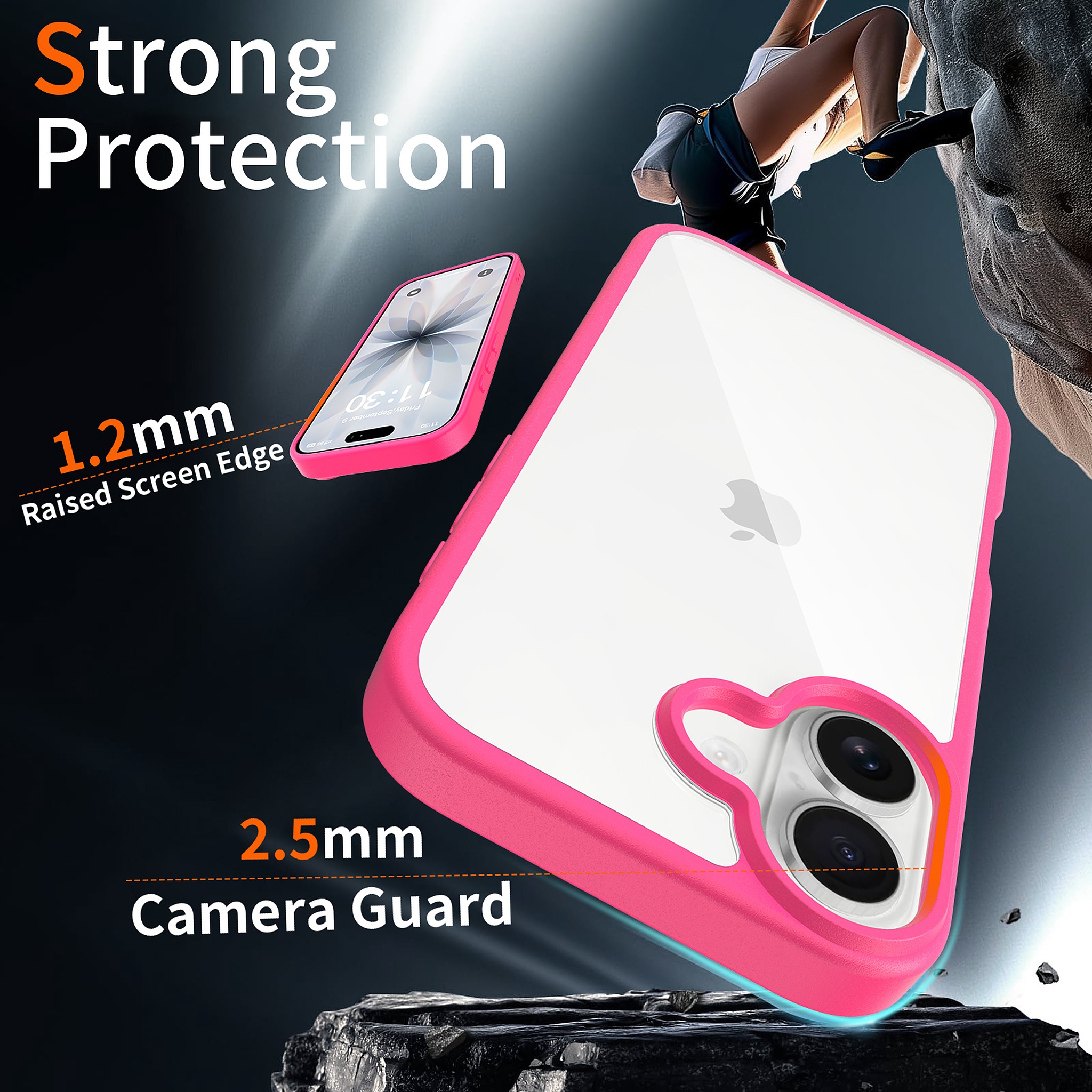SendaFit Clear Two-in-One Case for iPhone 17 (V2) (Orange Accent) detail 2