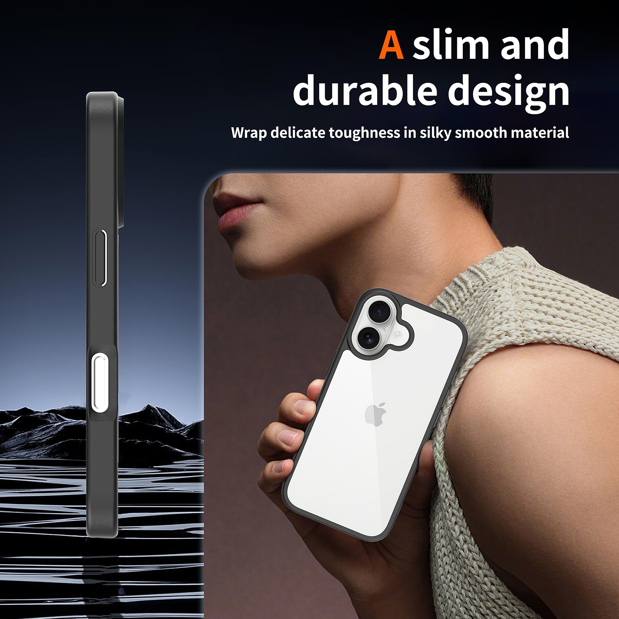 SendaFit Clear Two-in-One Case for iPhone 17 (V2) (Orange Accent) detail 20