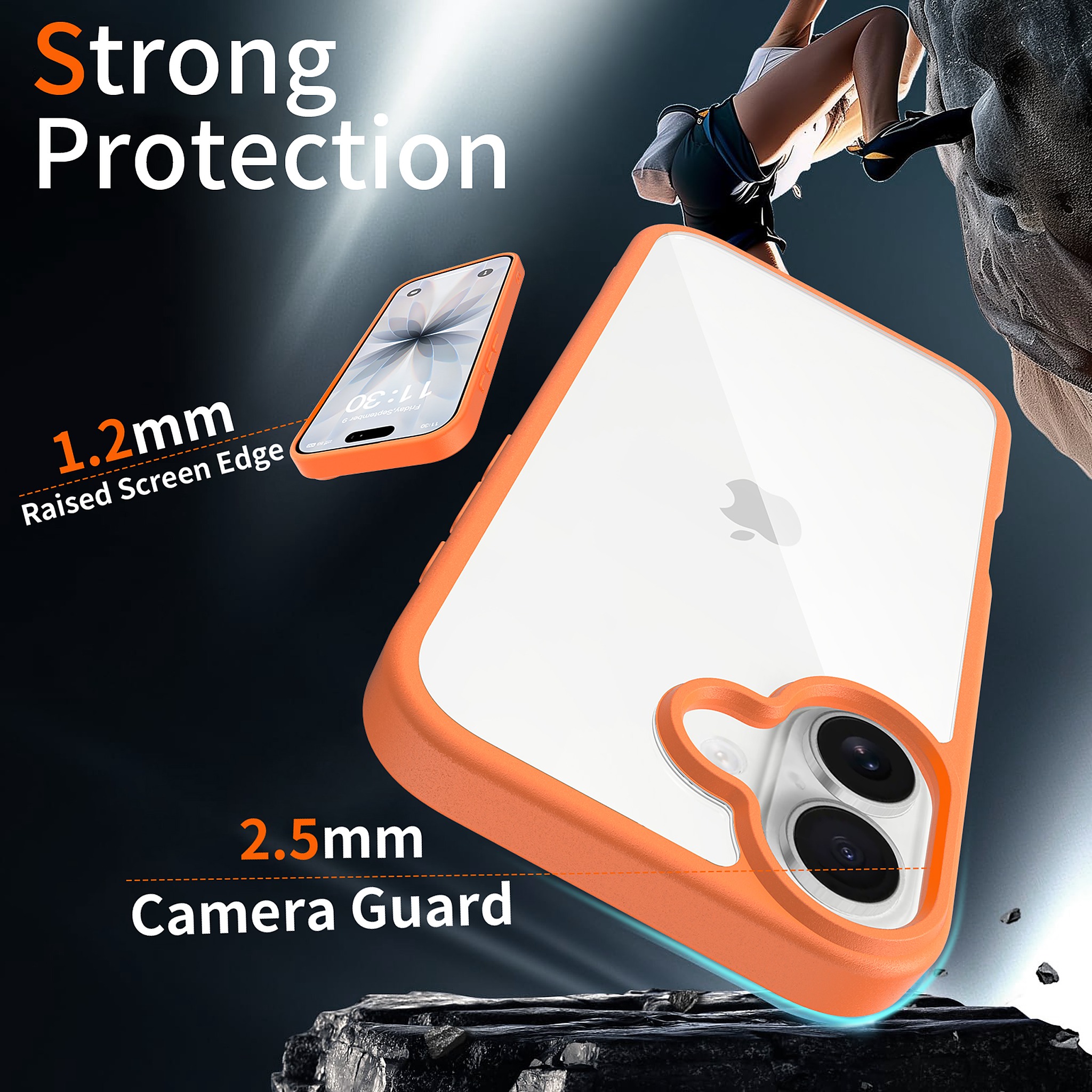 SendaFit Clear Two-in-One Case for iPhone 17 (V2) (Orange Accent) detail 27