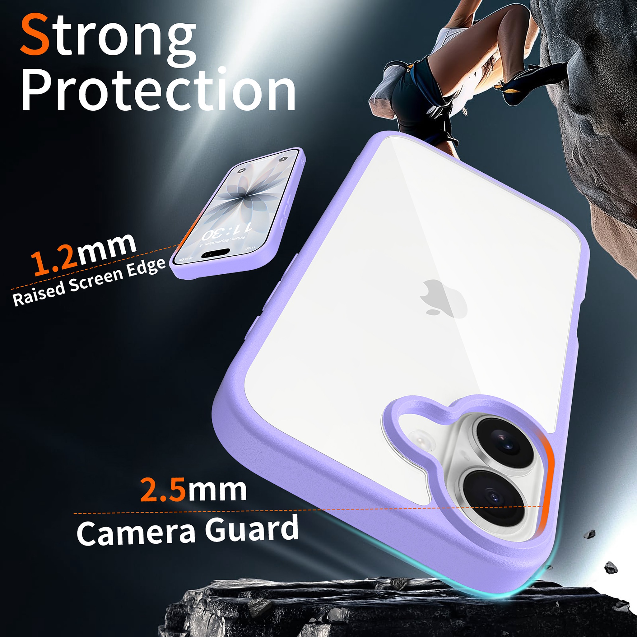 SendaFit Clear Two-in-One Case for iPhone 17 (V2) (Orange Accent) detail 3