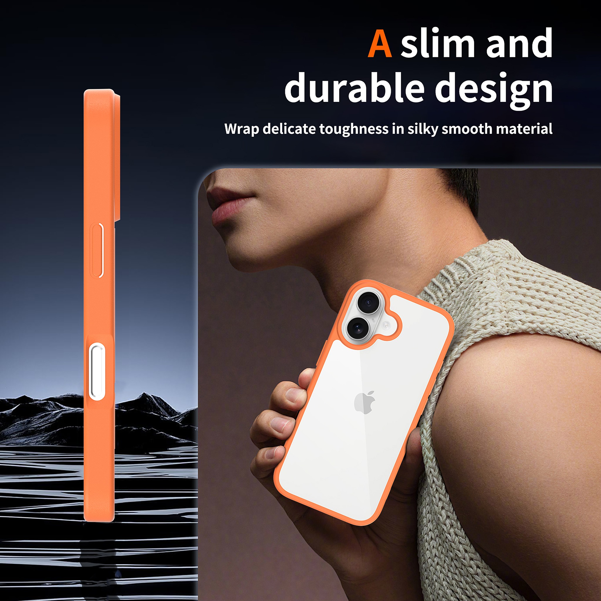 SendaFit Clear Two-in-One Case for iPhone 17 (V2) (Orange Accent) detail 30