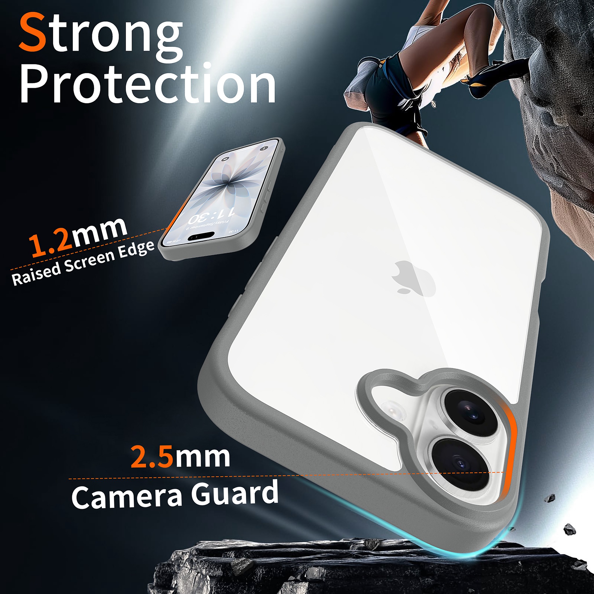 SendaFit Clear Two-in-One Case for iPhone 17 (V2) (Orange Accent) detail 32
