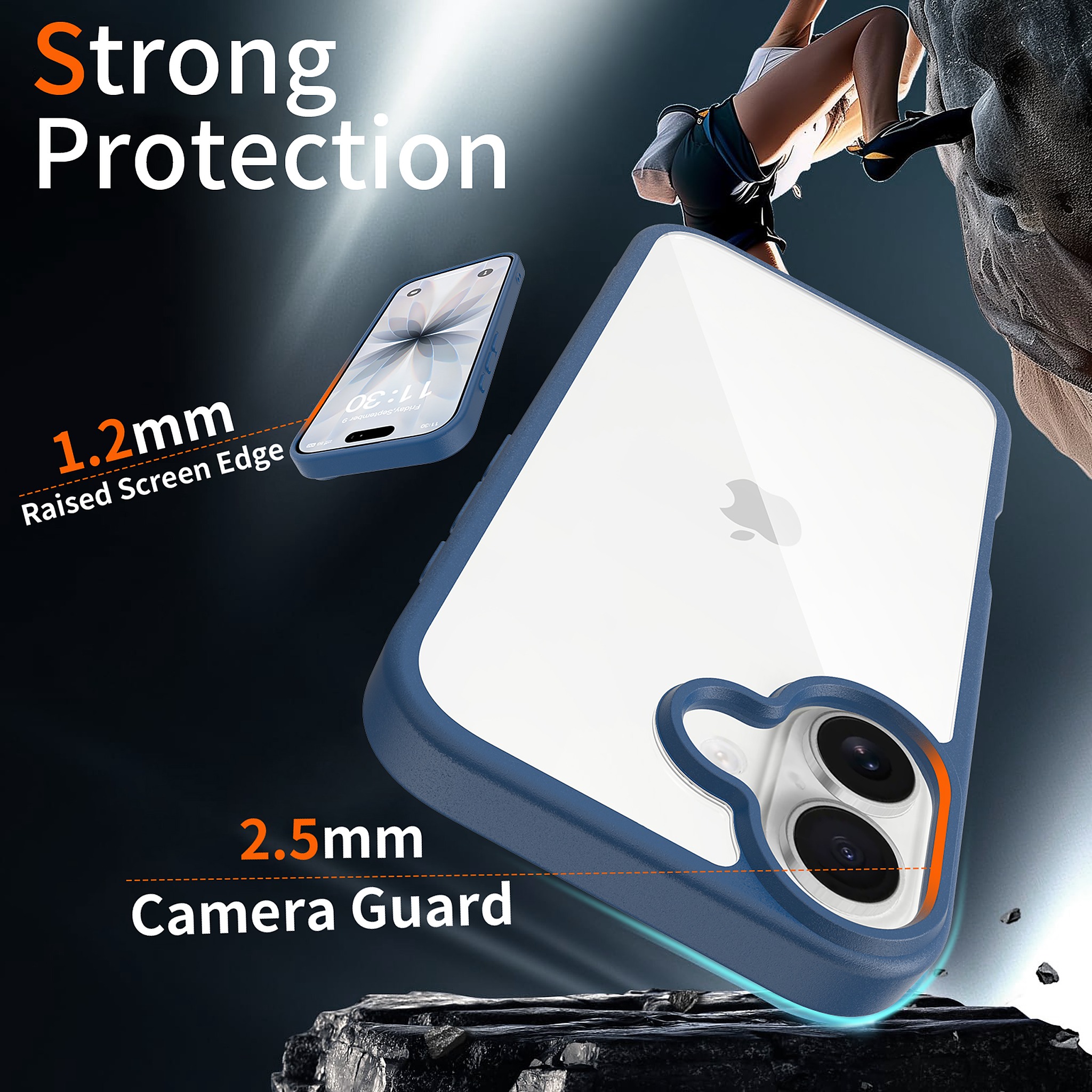 SendaFit Clear Two-in-One Case for iPhone 17 (V2) (Orange Accent) detail 4