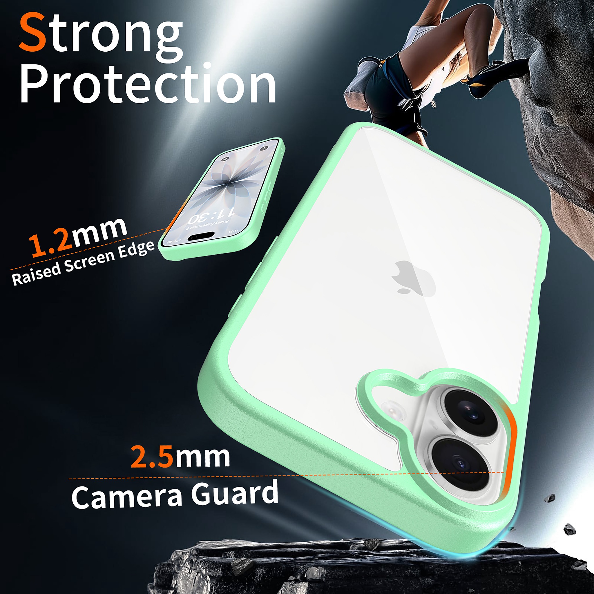 SendaFit Clear Two-in-One Case for iPhone 17 (V2) (Orange Accent) detail 5