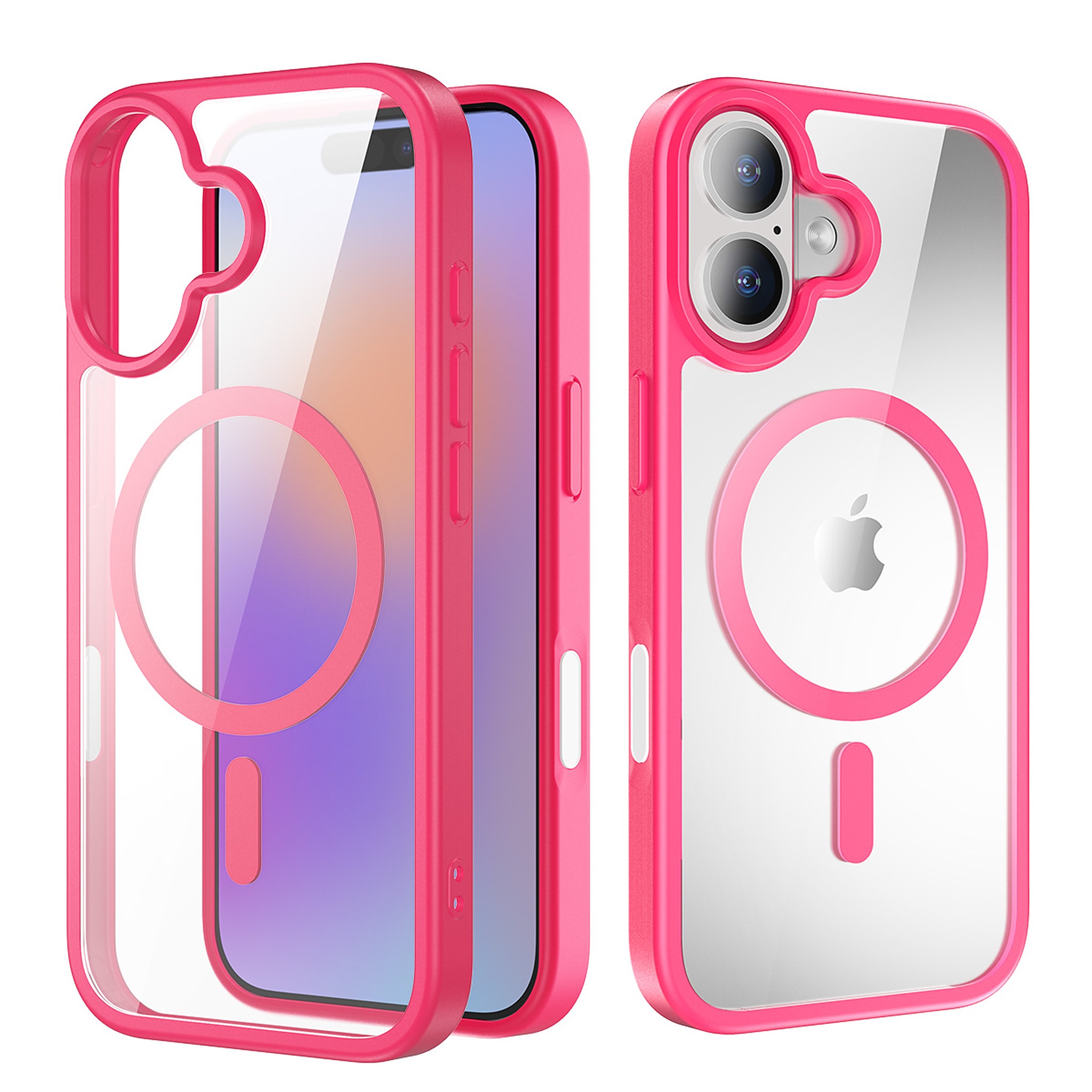 SendaFit Clear Two-in-One Touch Camera-Button Case for iPhone 17 - Rose Red