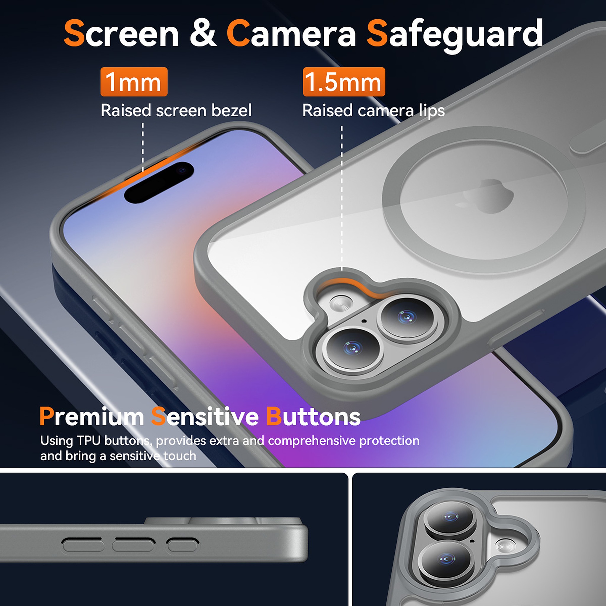 SendaFit Clear Two-in-One Touch Camera-Button Case for iPhone 17 detail 6