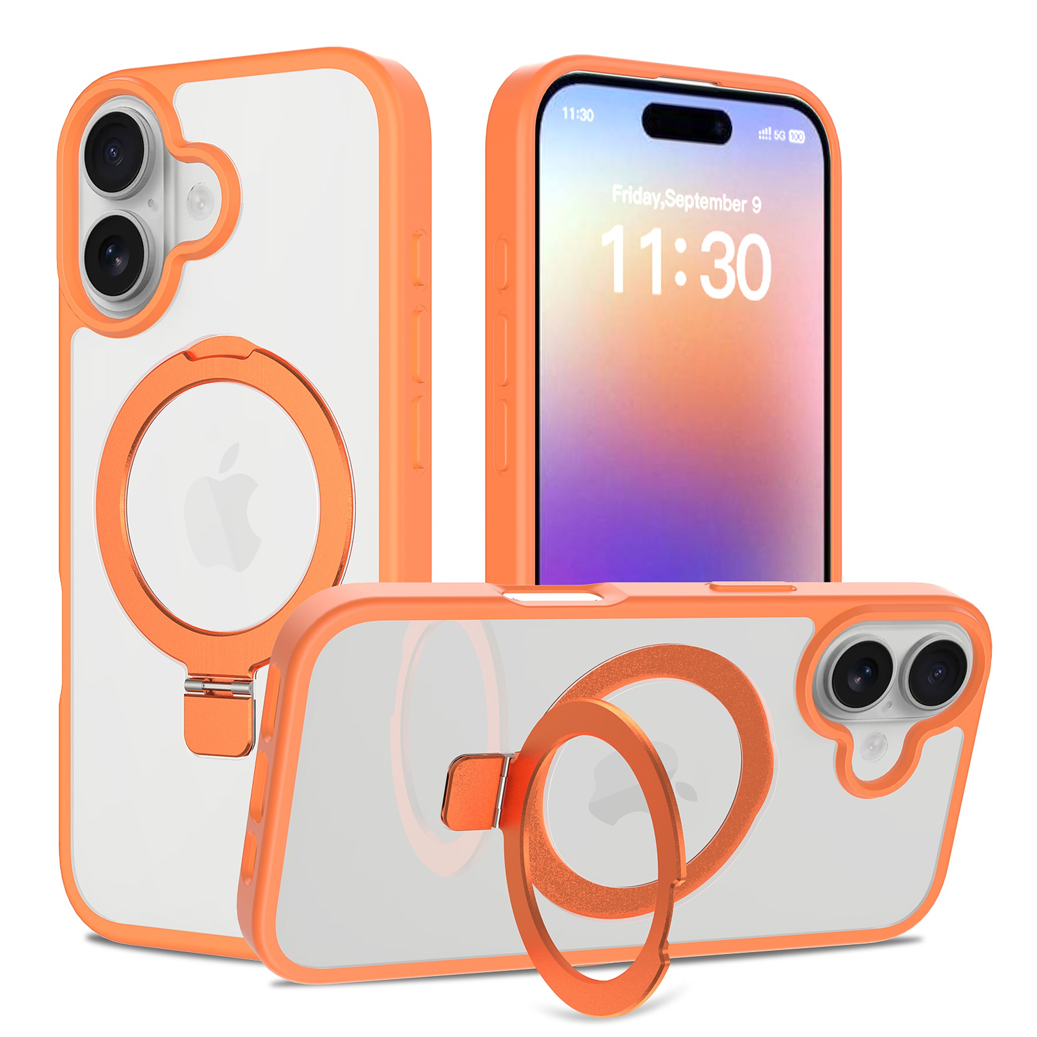 SendaFit Clear Racket-Stand Case for iPhone 17 - Orange