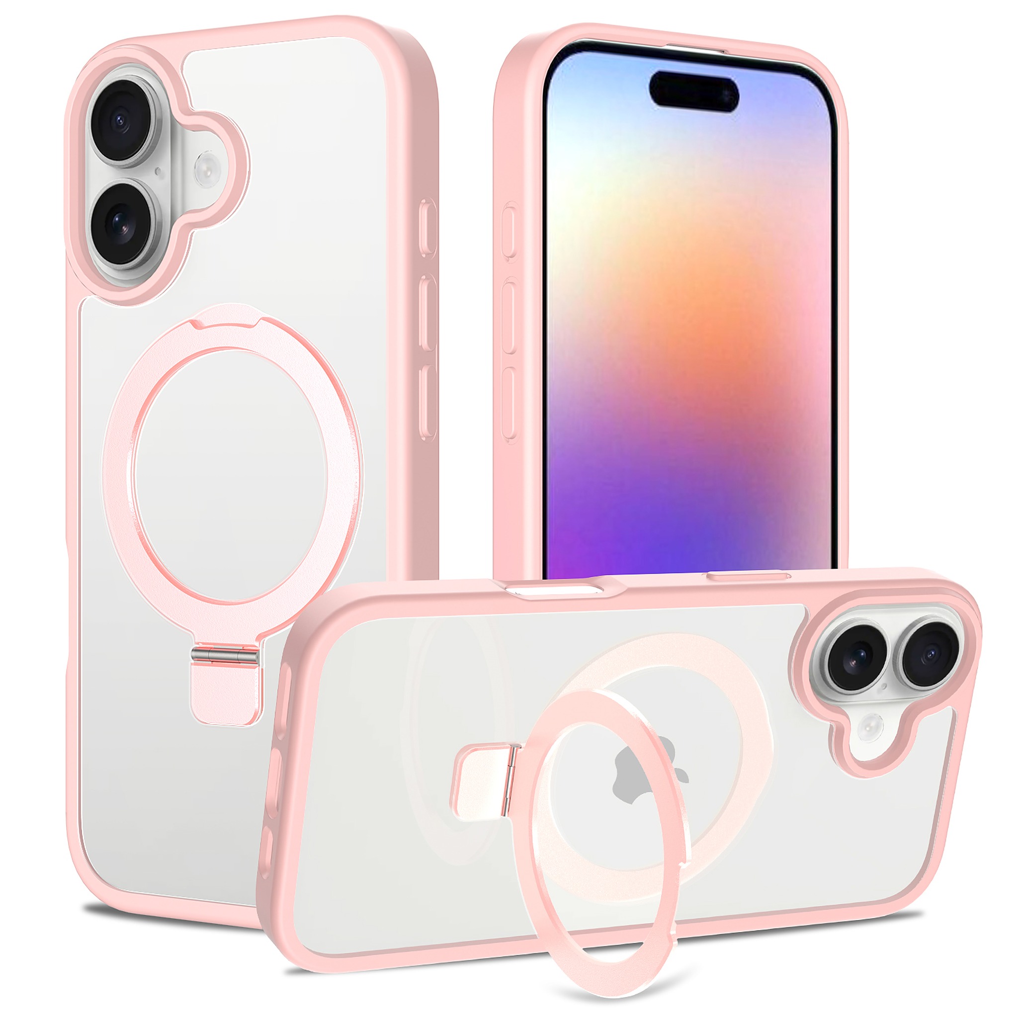 SendaFit Clear Racket-Stand Case for iPhone 17 - Light Pink