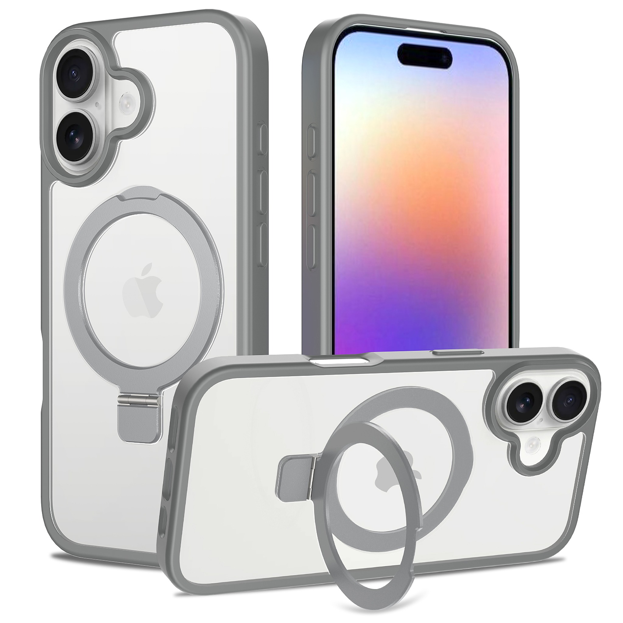 SendaFit Clear Racket-Stand Case for iPhone 17 - Dark Gray