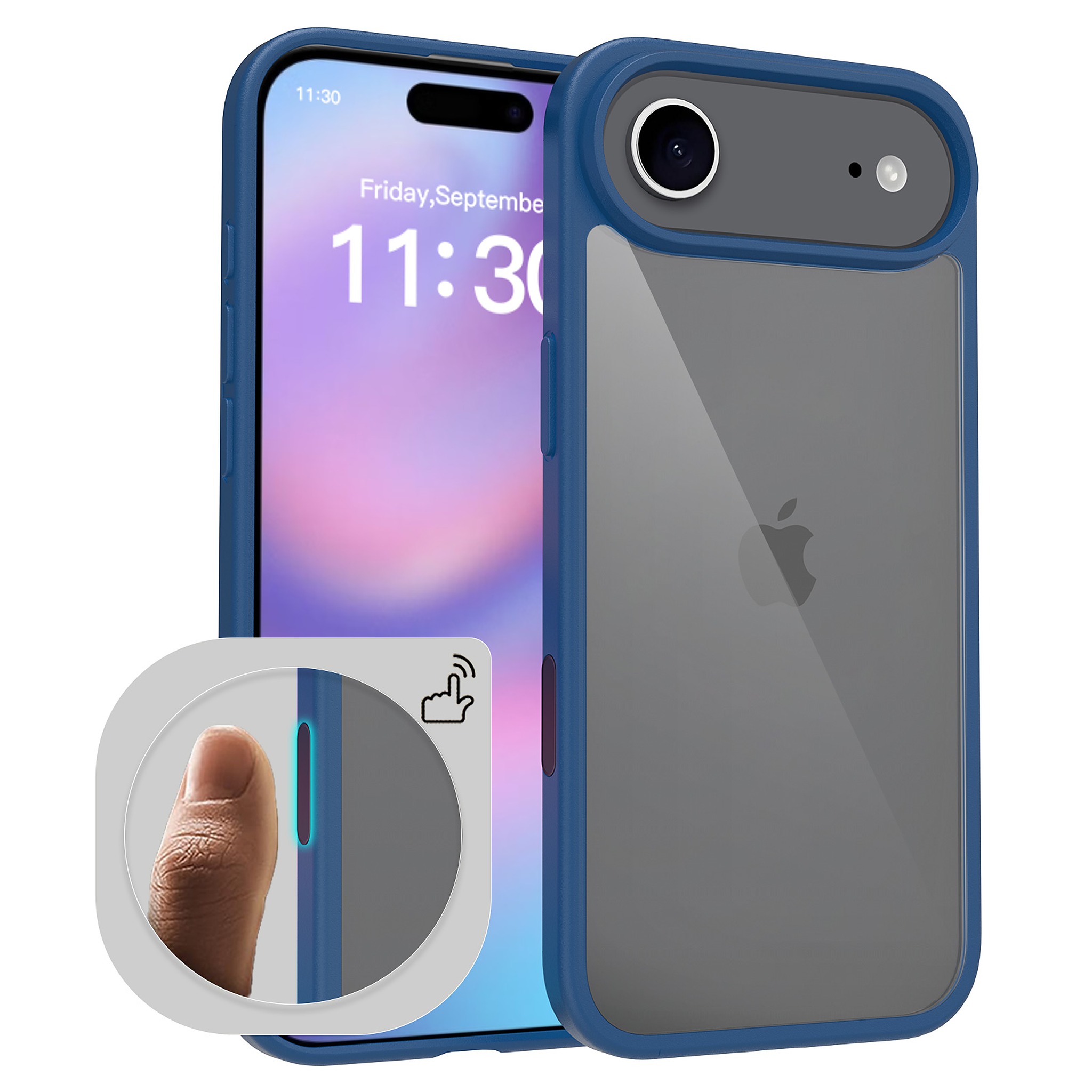 SendaFit Clear Two-in-One Camera-Button Case for iPhone 17 Air - Royal Blue