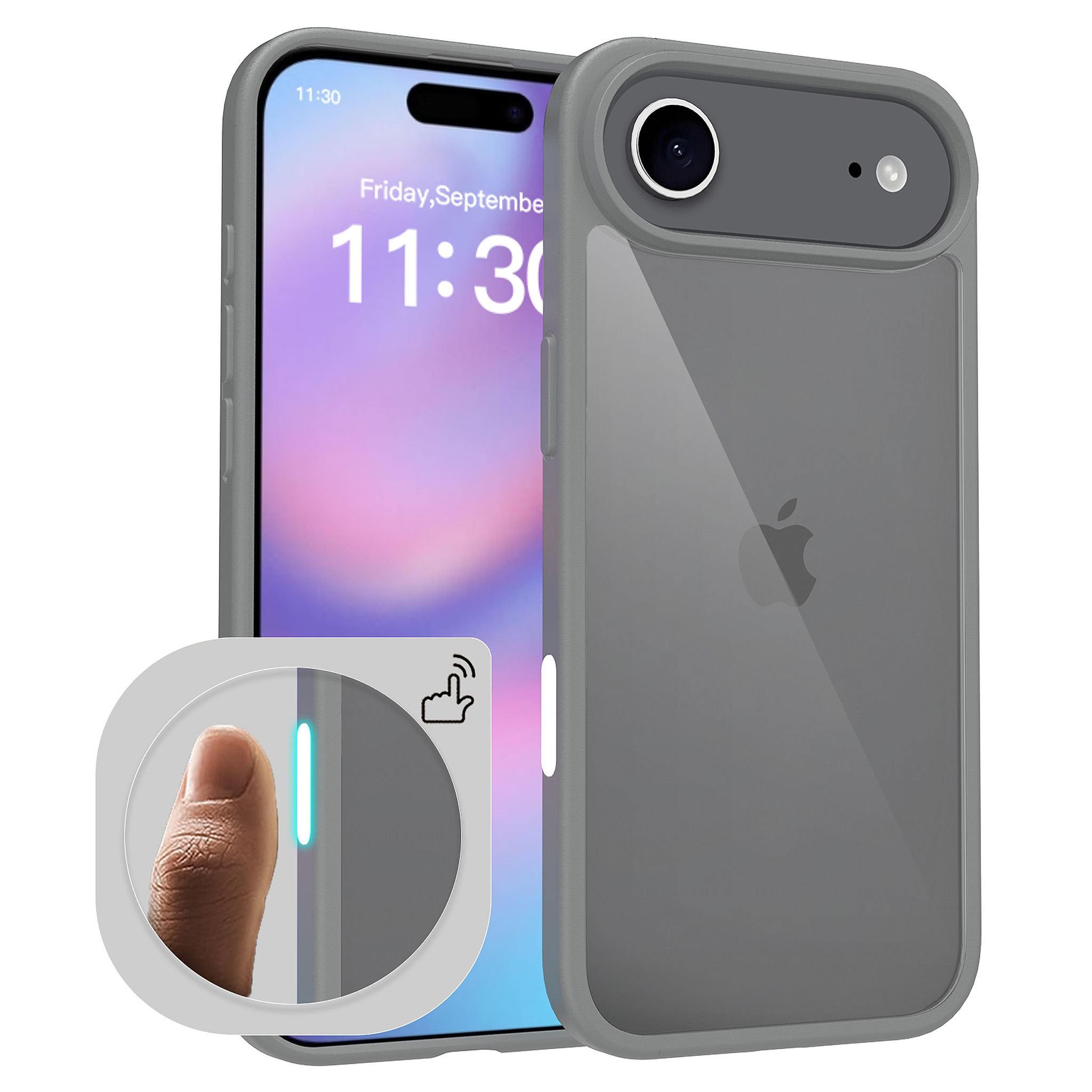 SendaFit Clear Two-in-One Camera-Button Case for iPhone 17 Air - Dark Gray