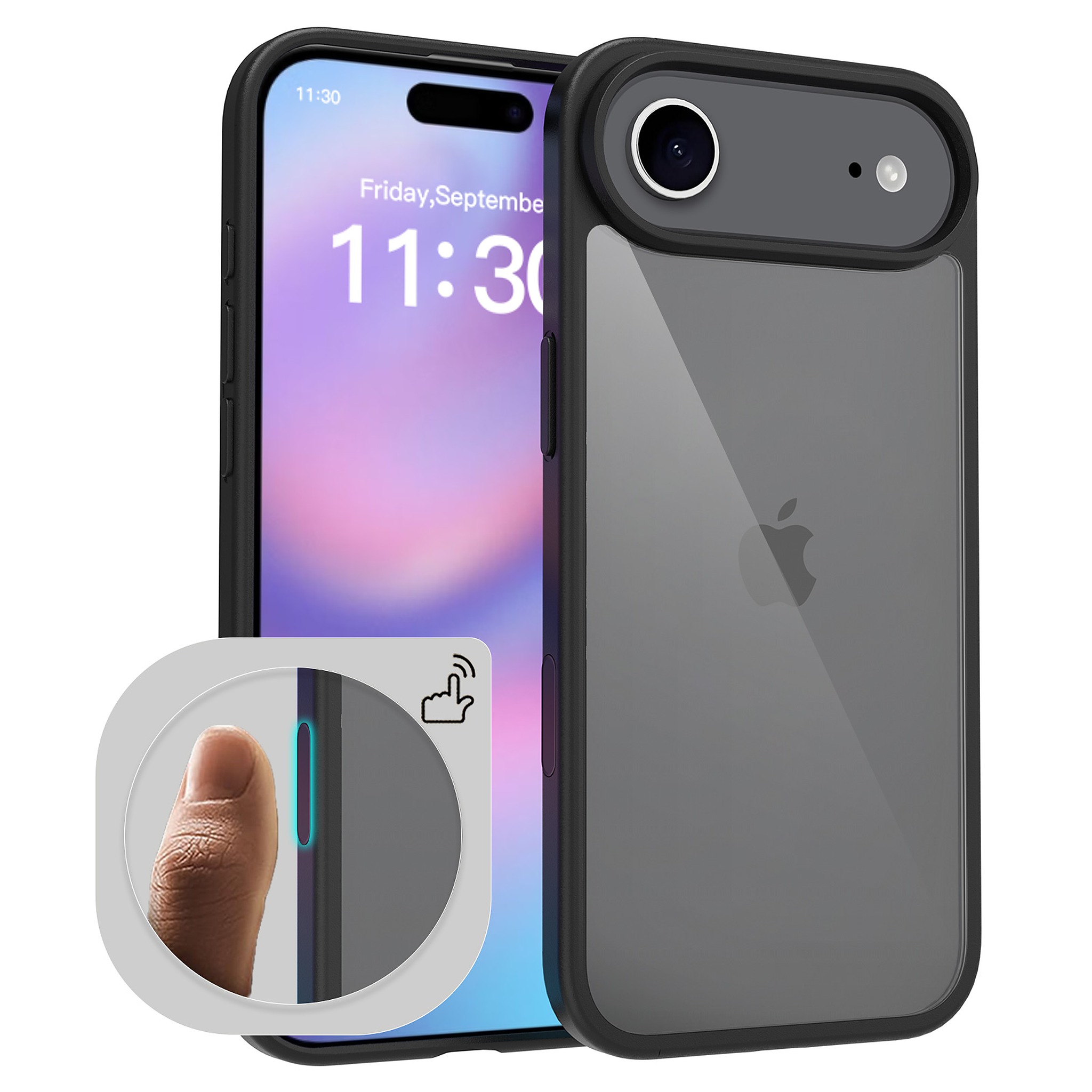 SendaFit Clear Two-in-One Camera-Button Case for iPhone 17 Air - Matte Black