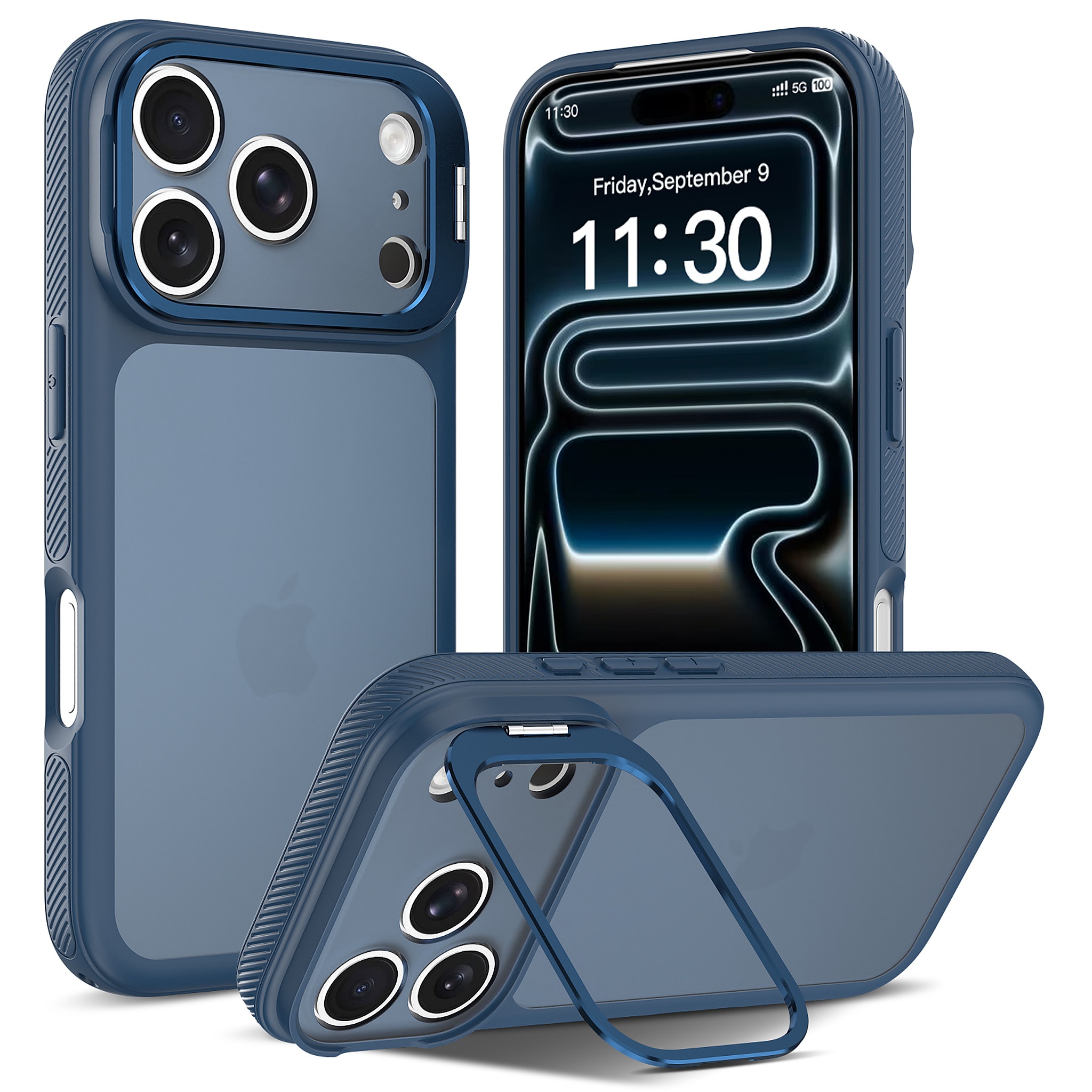SendaFit Precise-Cutout Camera Stand Case for iPhone 17 Pro - Royal Blue