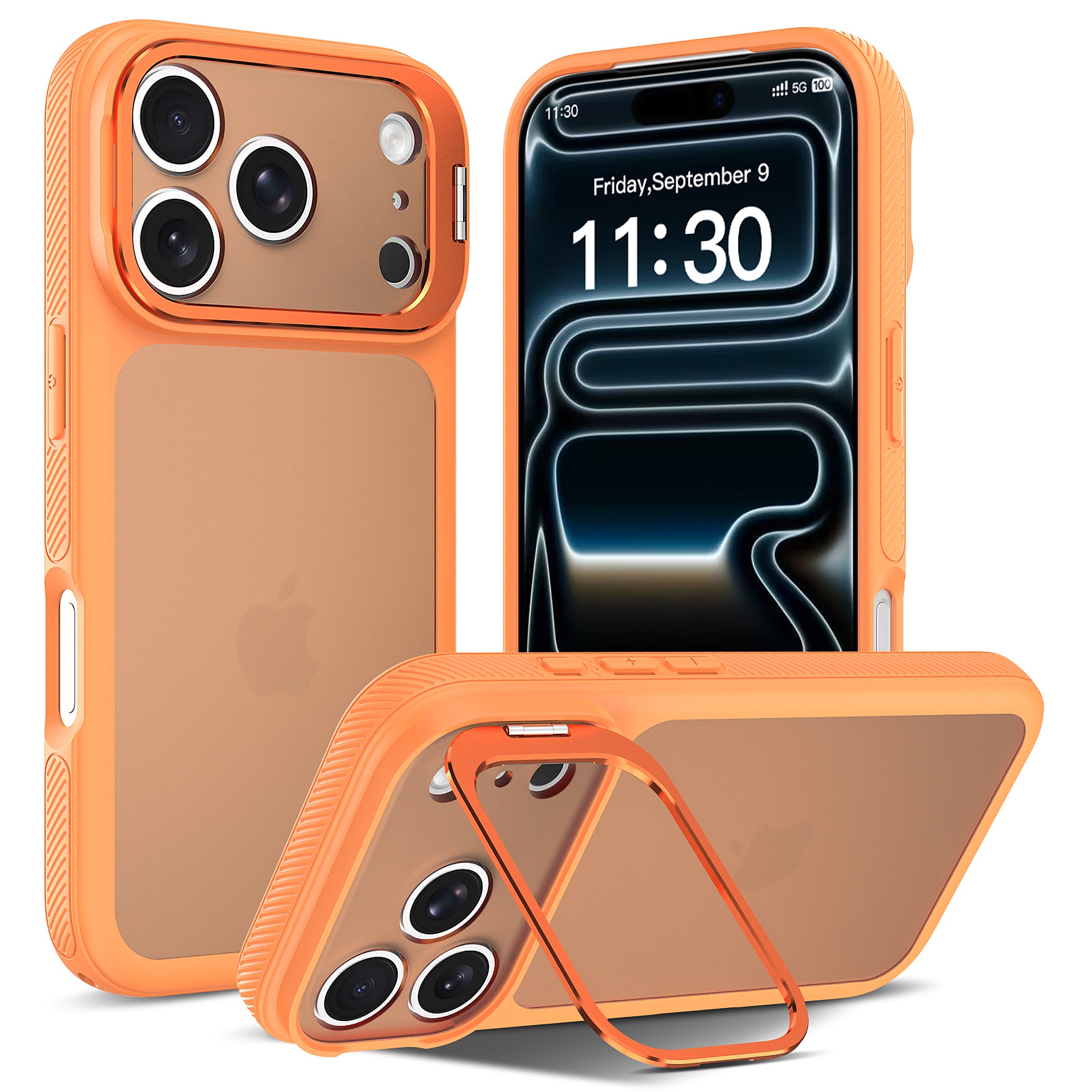 SendaFit Precise-Cutout Camera Stand Case for iPhone 17 Pro - Orange