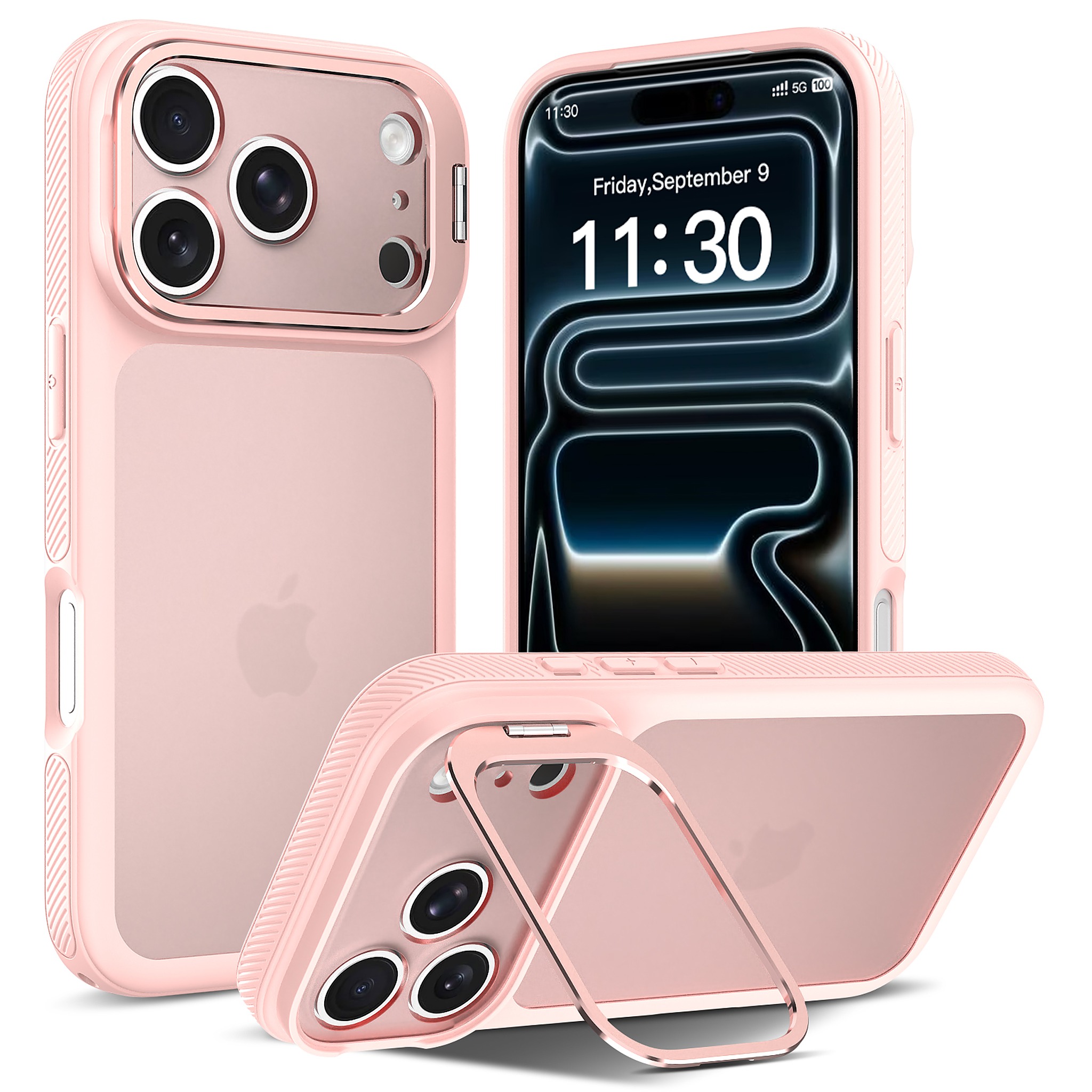 SendaFit Precise-Cutout Camera Stand Case for iPhone 17 Pro - Light Pink