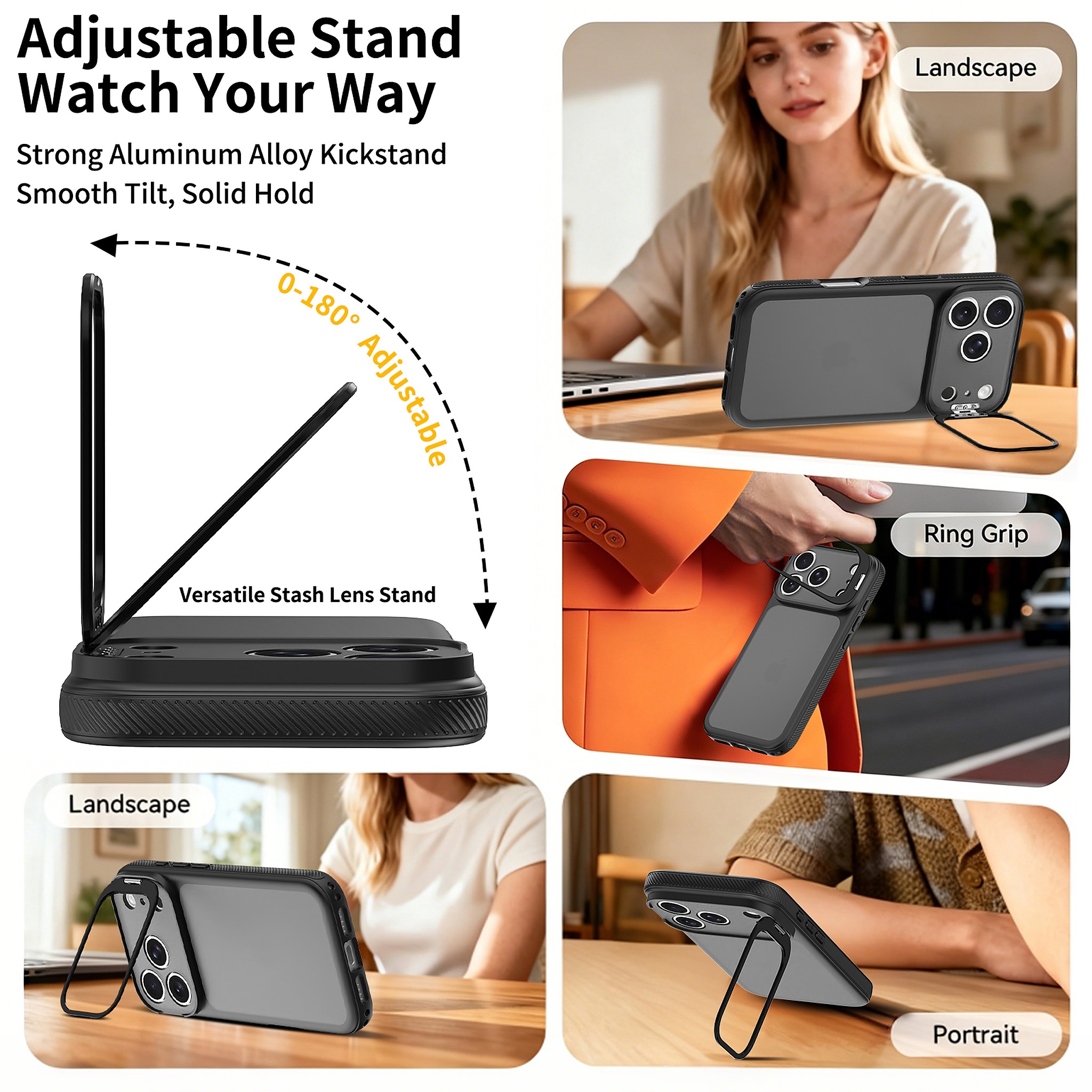 SendaFit Precise-Cutout Camera Stand Case for iPhone 17 Pro detail 4
