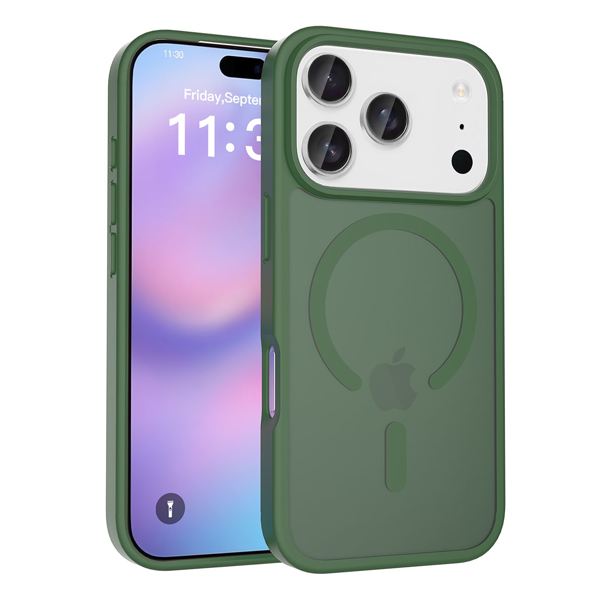 SendaFit Matte Skin-Feel Two-in-One MagSafe Cutout Case for iPhone 17 Pro - Dark Green
