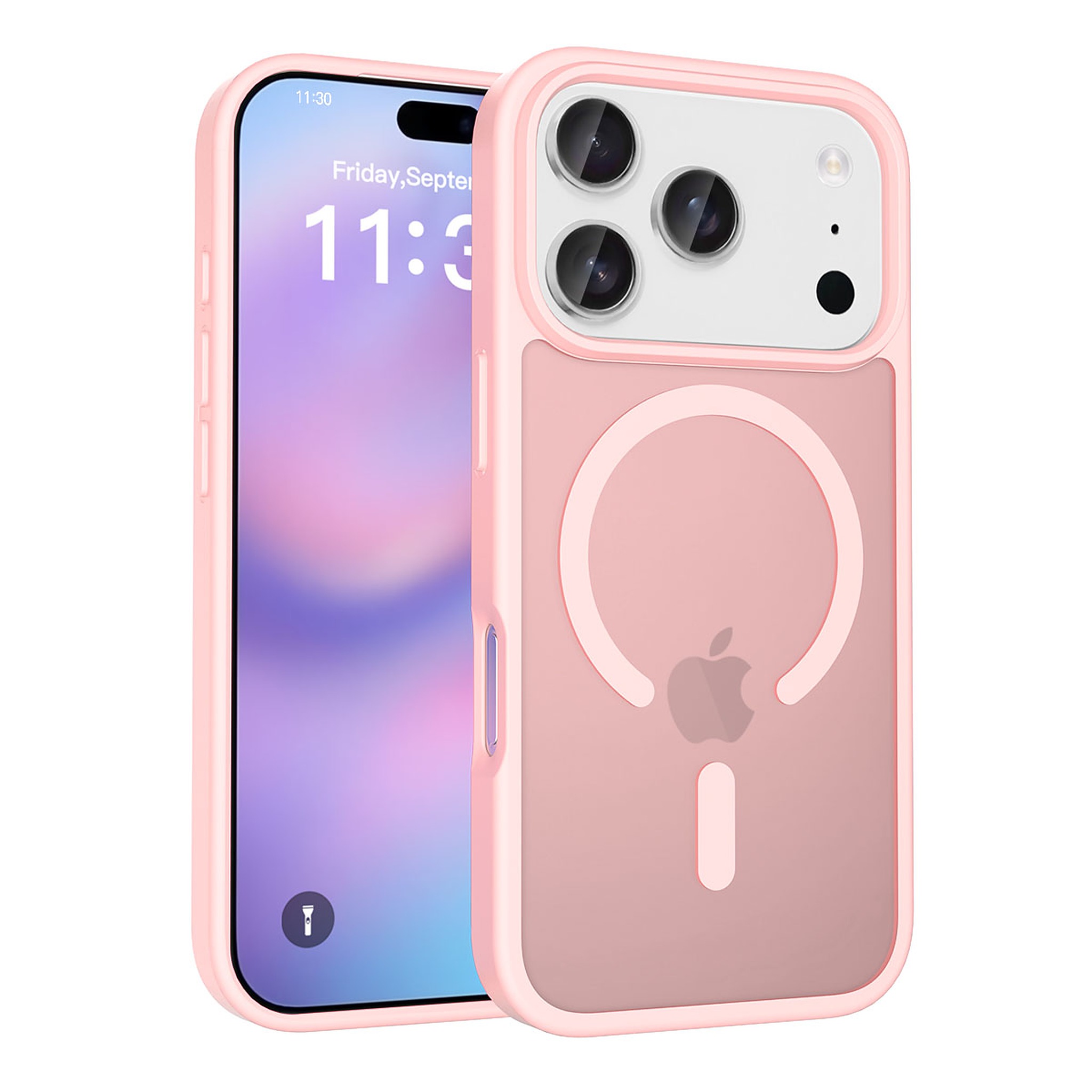 SendaFit Matte Skin-Feel Two-in-One MagSafe Cutout Case for iPhone 17 Pro - Light Pink