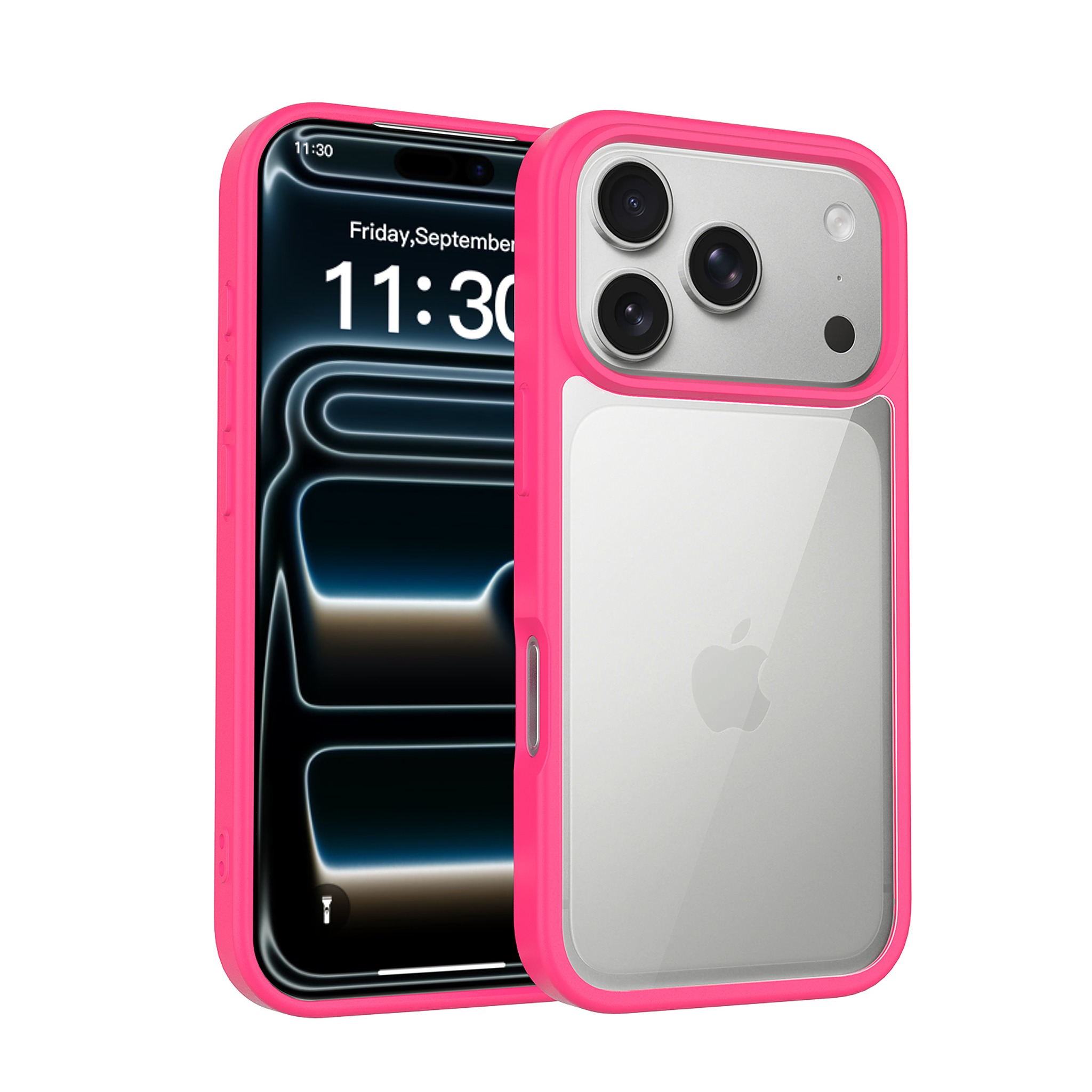 SendaFit Clear Two-in-One Case for iPhone 17 Pro - Rose Red