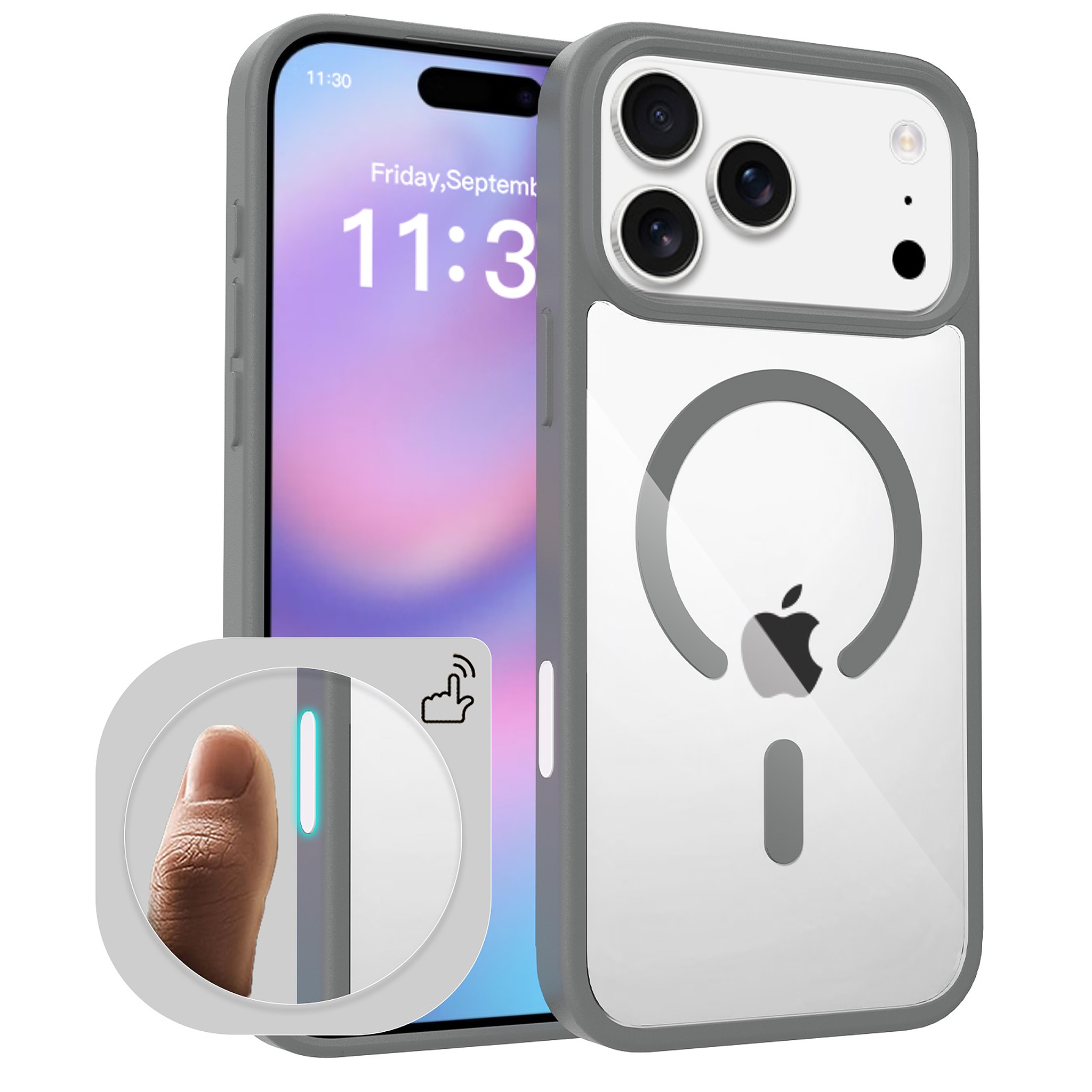 SendaFit Clear Two-in-One Camera-Button MagSafe Case for iPhone 17 Pro Max - Dark Gray