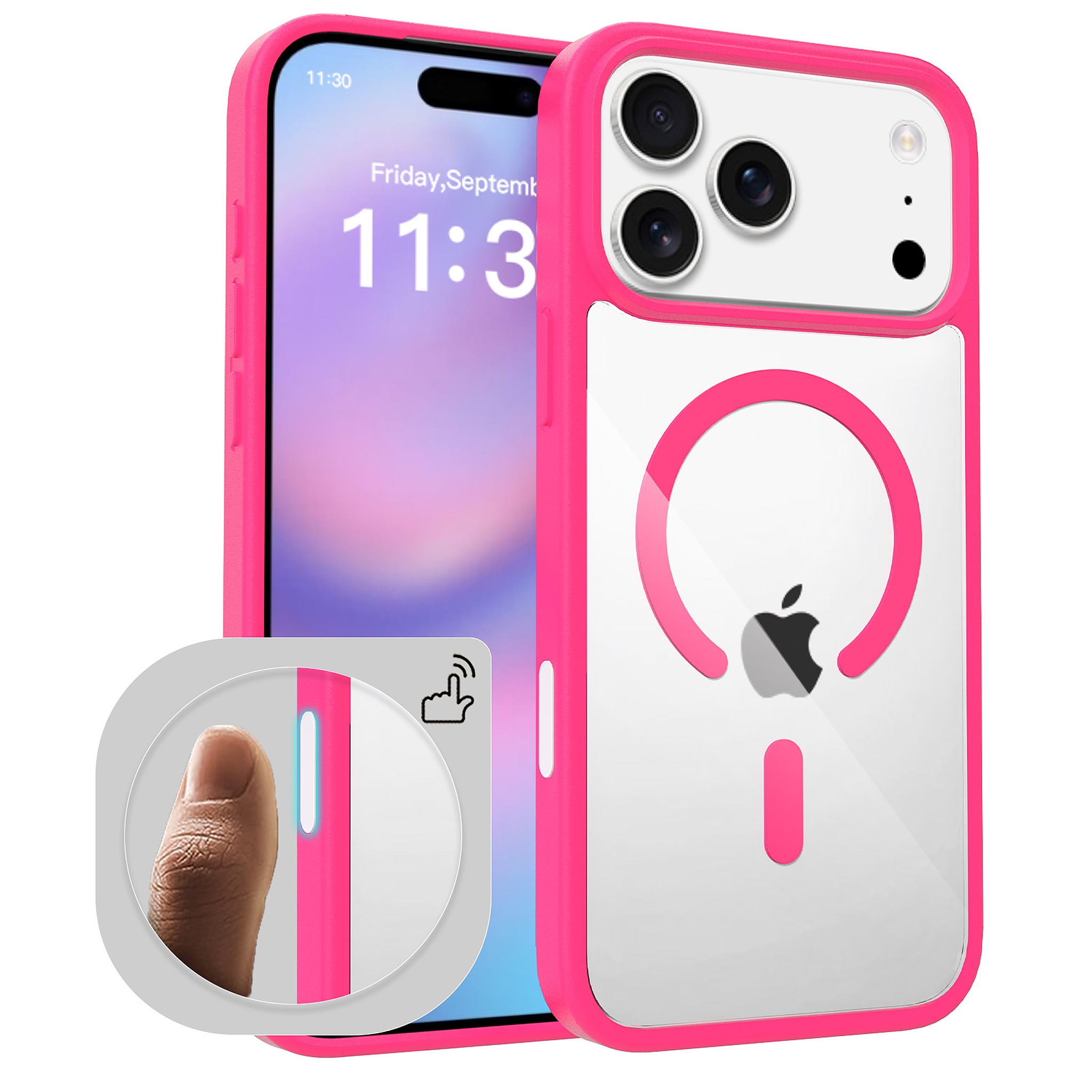 SendaFit Clear Two-in-One Camera-Button MagSafe Case for iPhone 17 Pro Max - Rose Red
