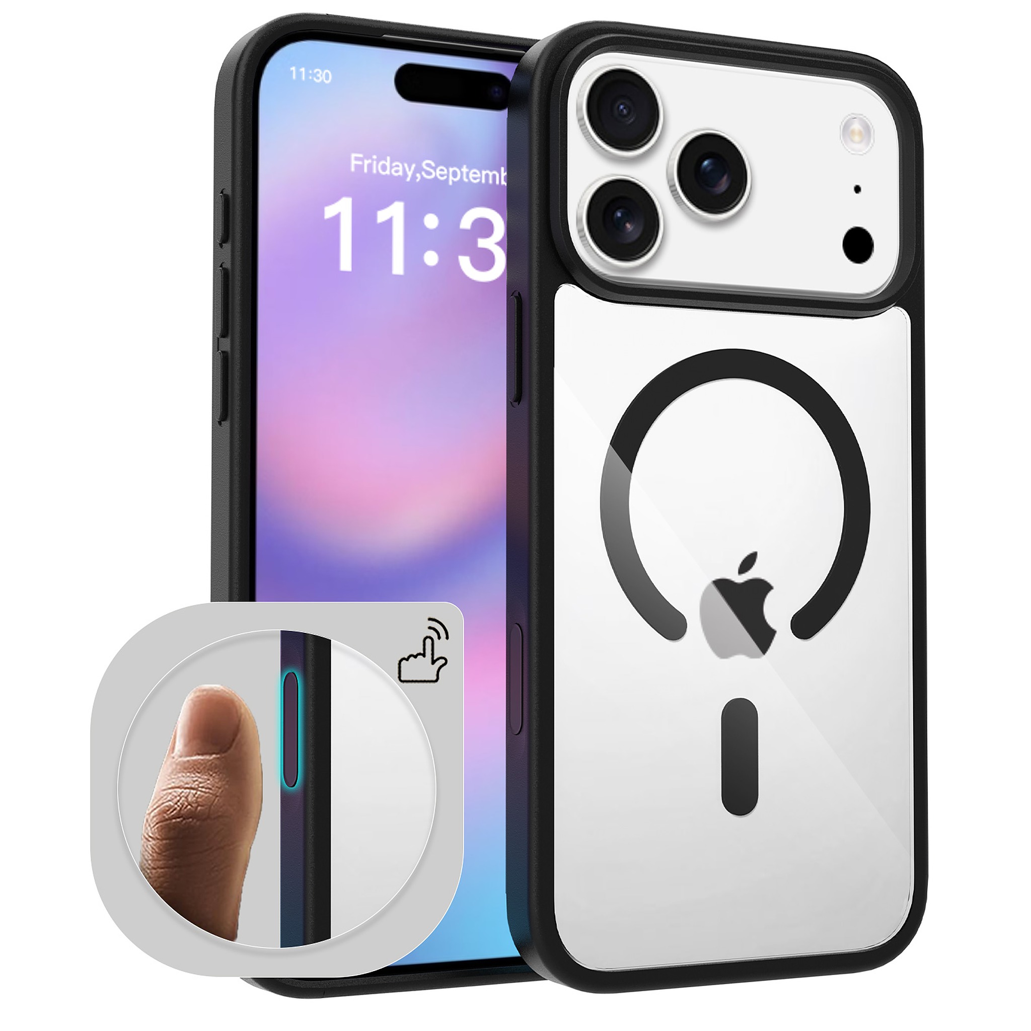 SendaFit Clear Two-in-One Camera-Button MagSafe Case for iPhone 17 Pro Max - Matte Black