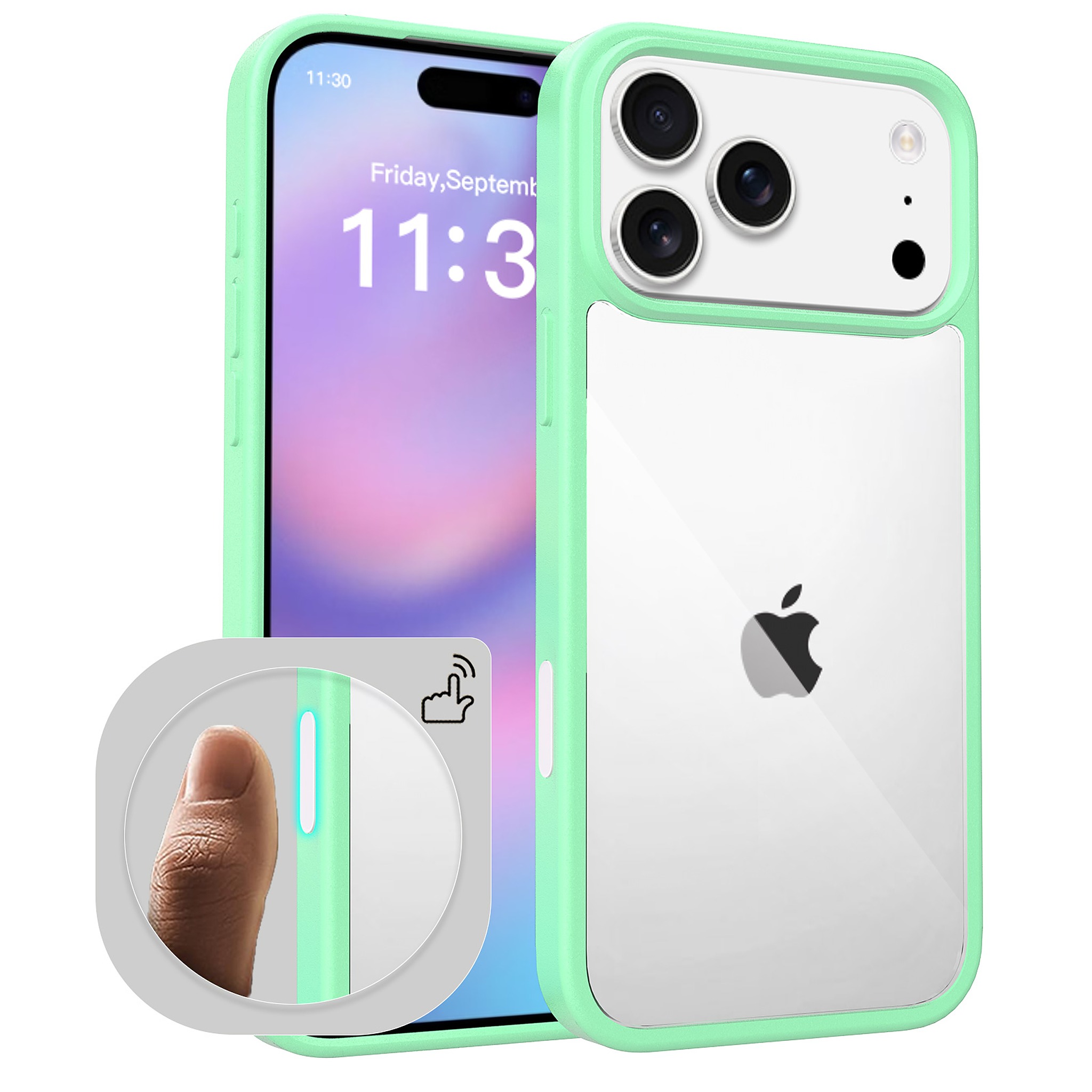 SendaFit Clear Two-in-One Camera-Button Case for iPhone 17 Pro Max - Ice Green