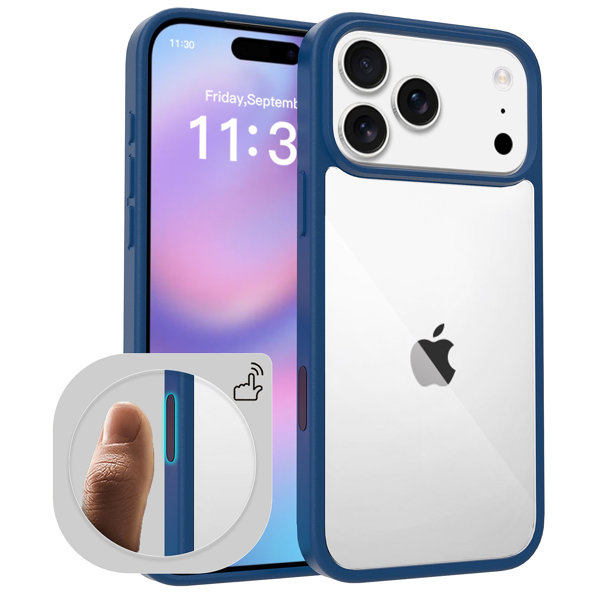 SendaFit Clear Two-in-One Camera-Button Case for iPhone 17 Pro Max - Royal Blue