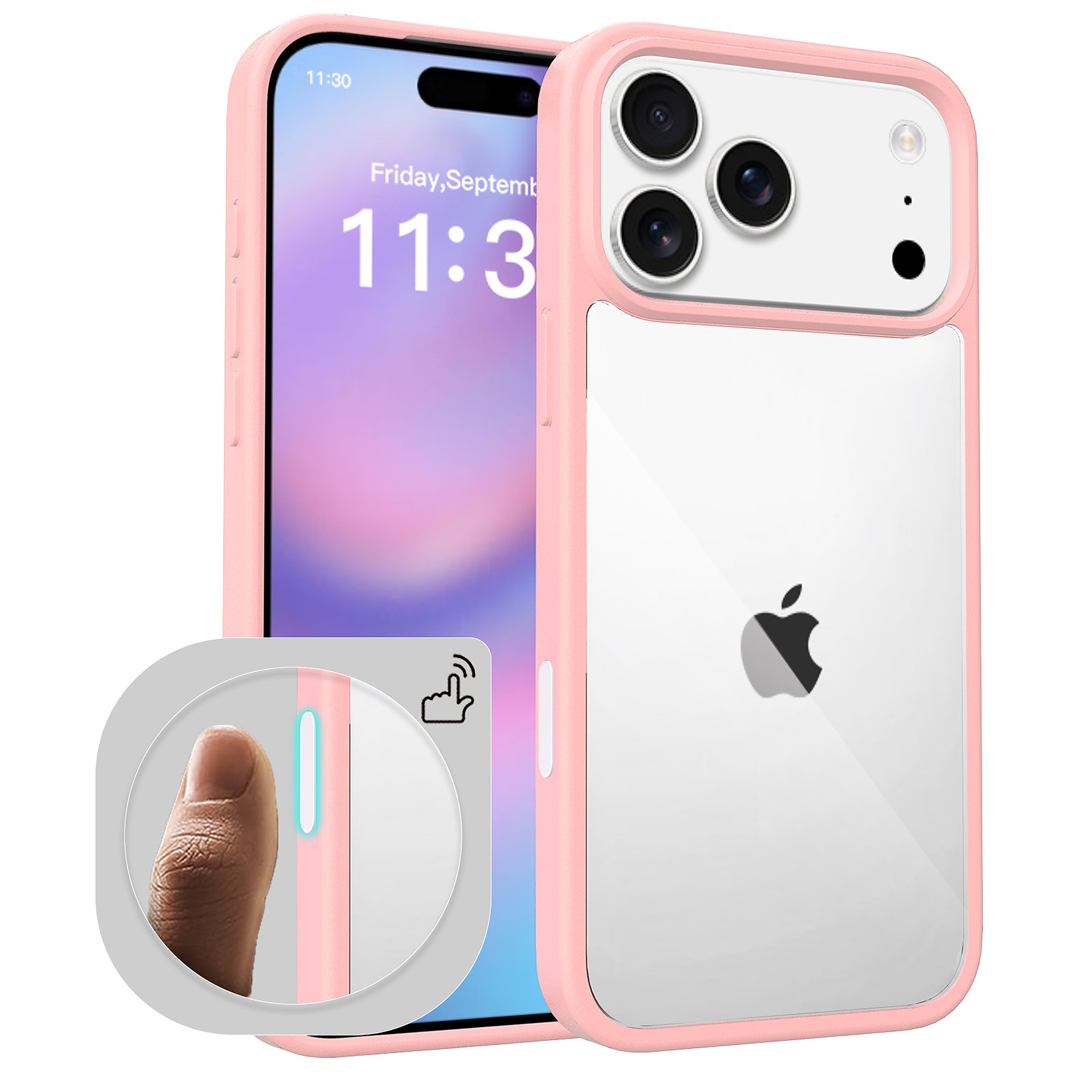 SendaFit Clear Two-in-One Camera-Button Case for iPhone 17 Pro Max - Light Pink
