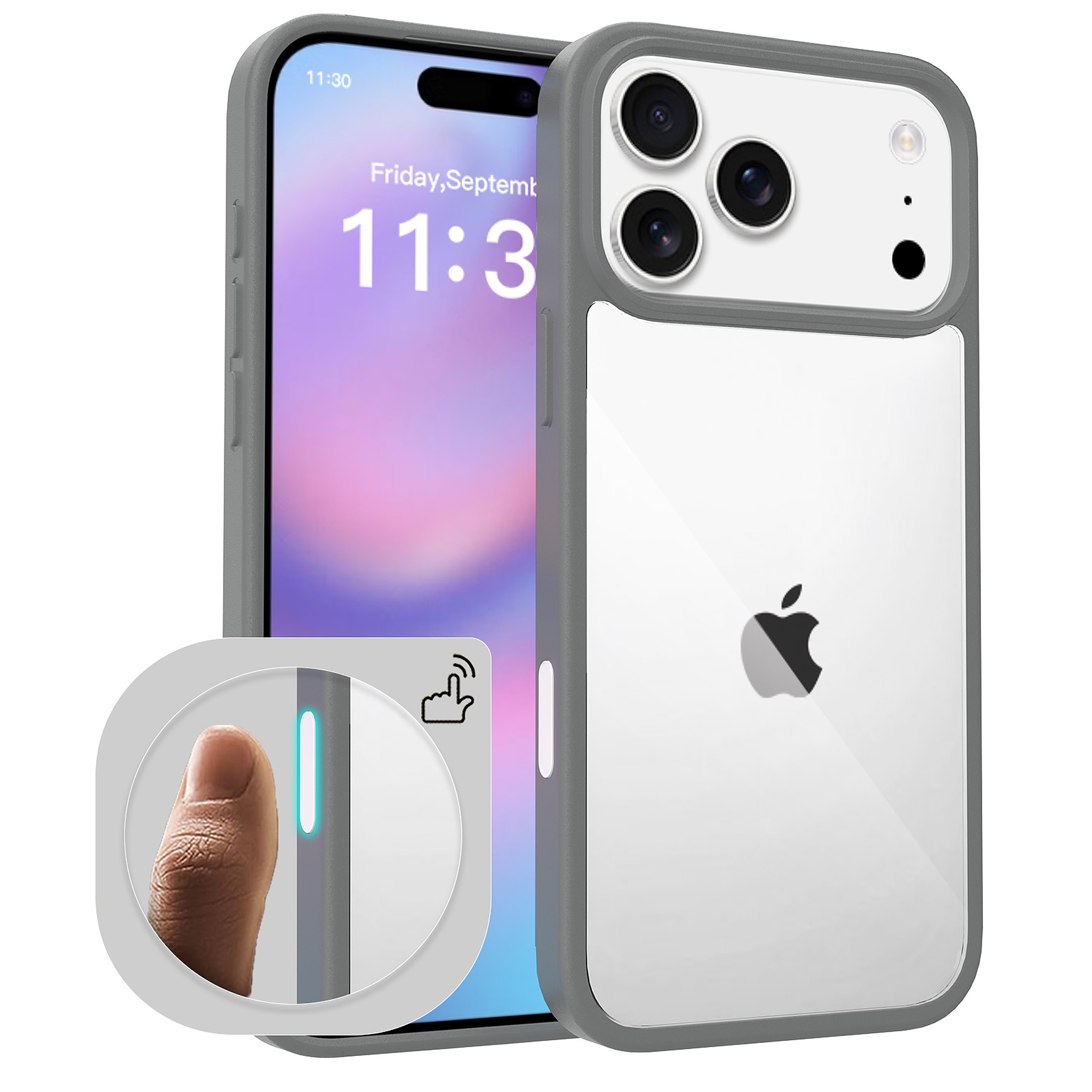 SendaFit Clear Two-in-One Camera-Button Case for iPhone 17 Pro Max - Dark Gray