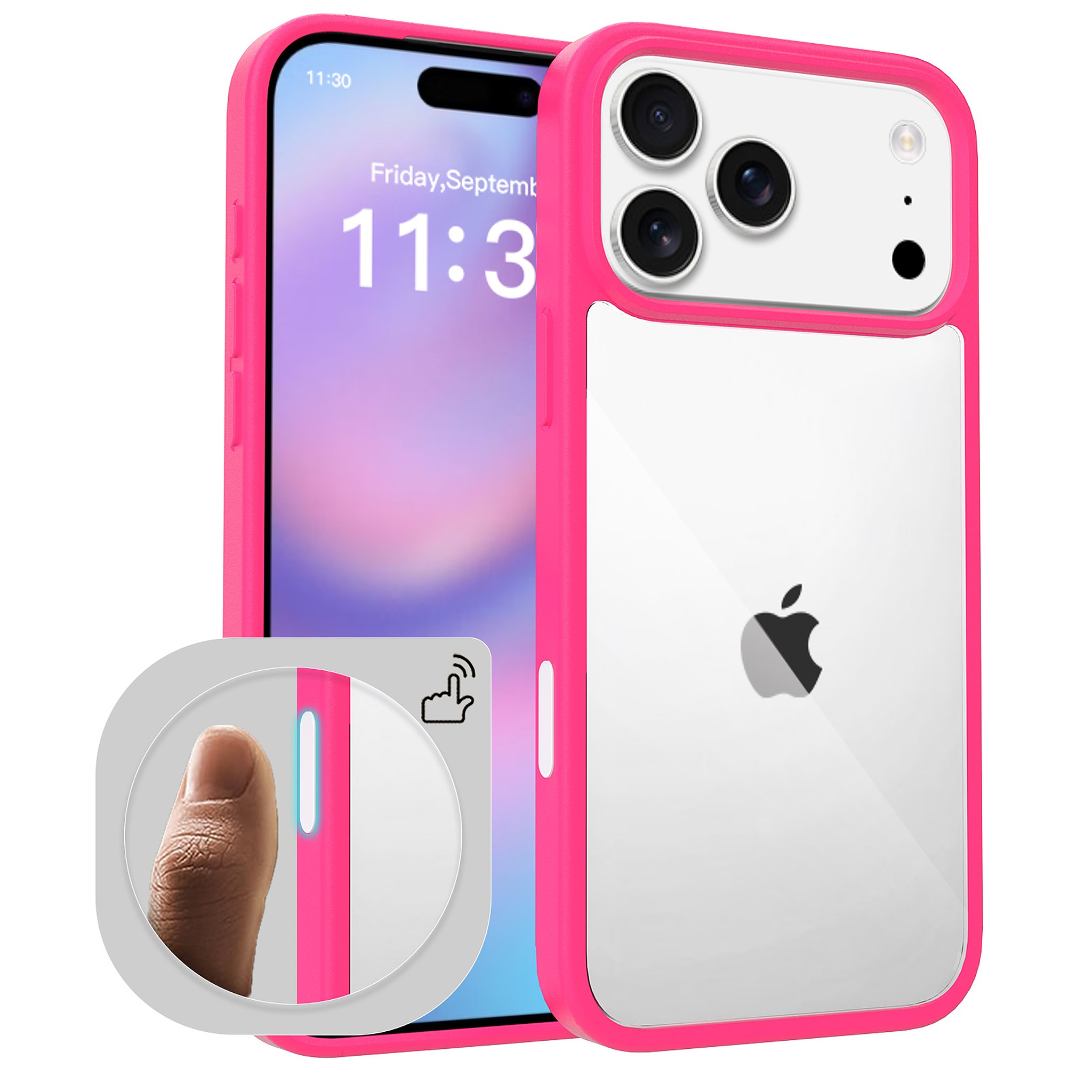 SendaFit Clear Two-in-One Camera-Button Case for iPhone 17 Pro Max - Rose Red