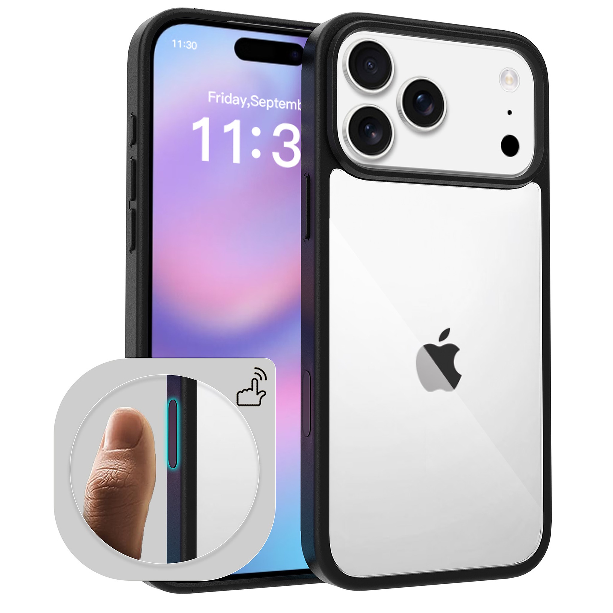 SendaFit Clear Two-in-One Camera-Button Case for iPhone 17 Pro Max - Matte Black