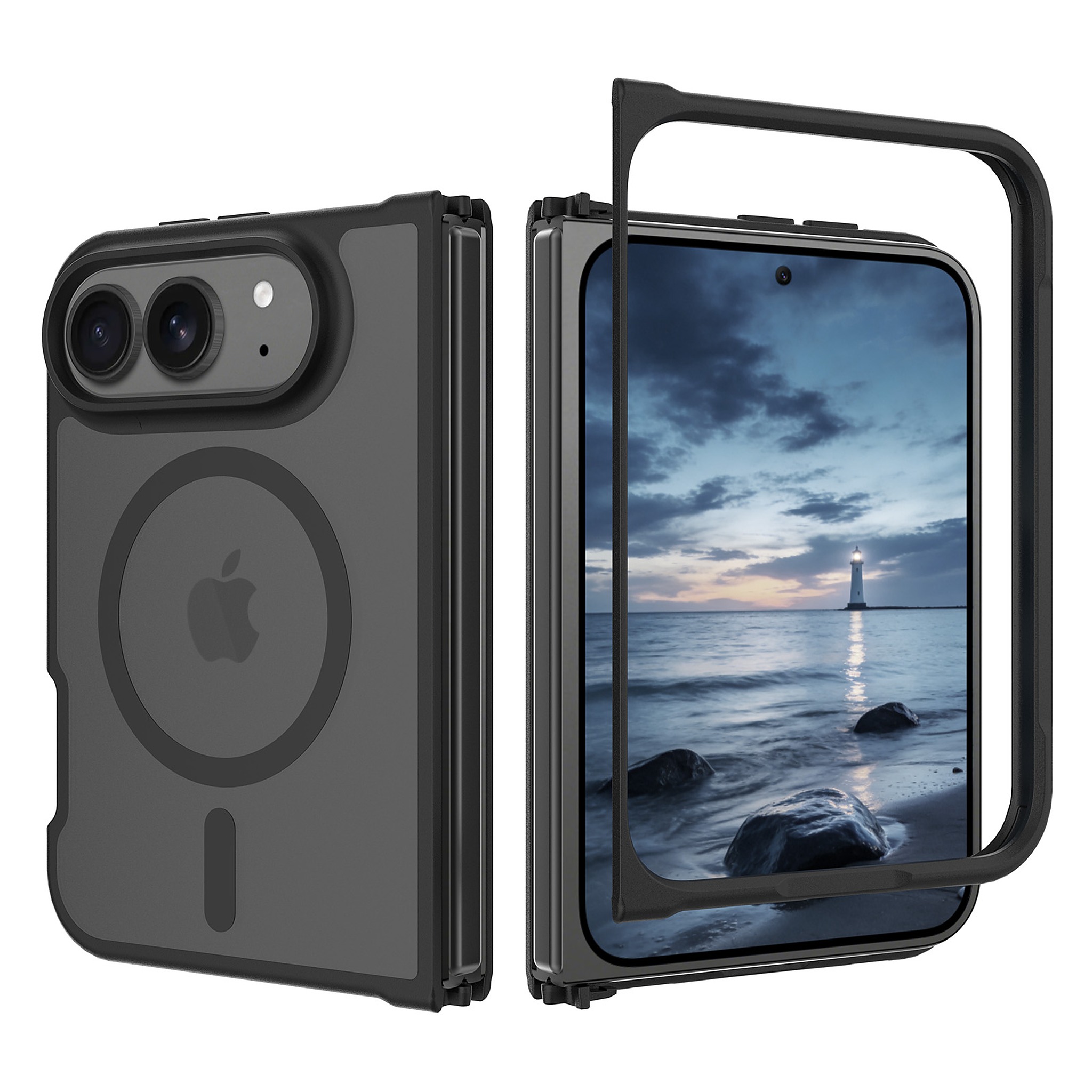 SendaFit Matte Skin-Feel Two-in-One Fold-Open MagSafe Case for iPhone 18 Fold - Matte Black