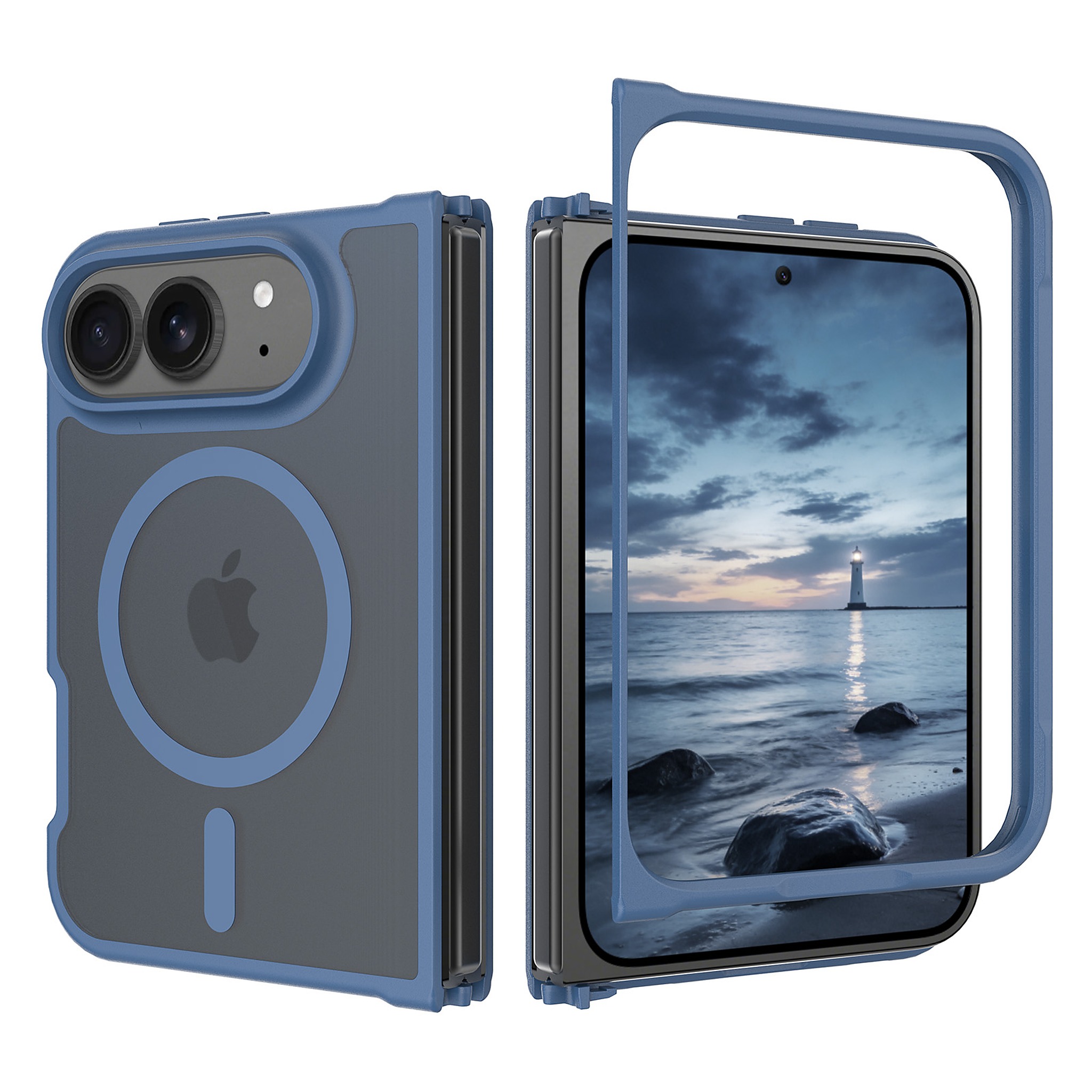 SendaFit Matte Skin-Feel Two-in-One Fold-Open MagSafe Case for iPhone 18 Fold - Royal Blue