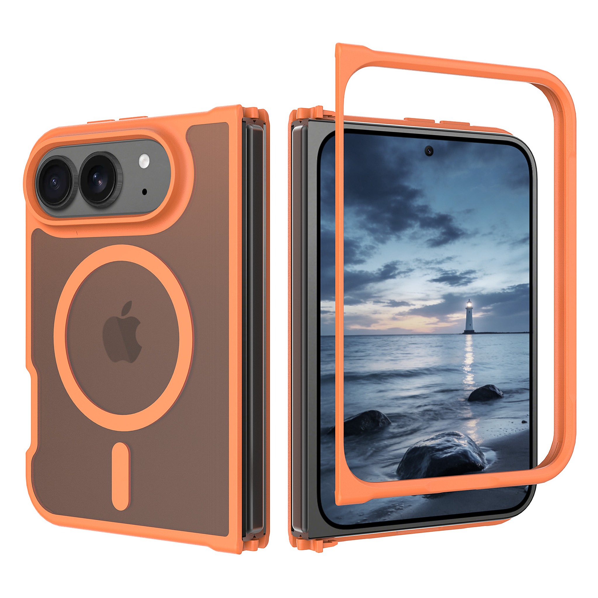 SendaFit Matte Skin-Feel Two-in-One Fold-Open MagSafe Case for iPhone 18 Fold - Orange