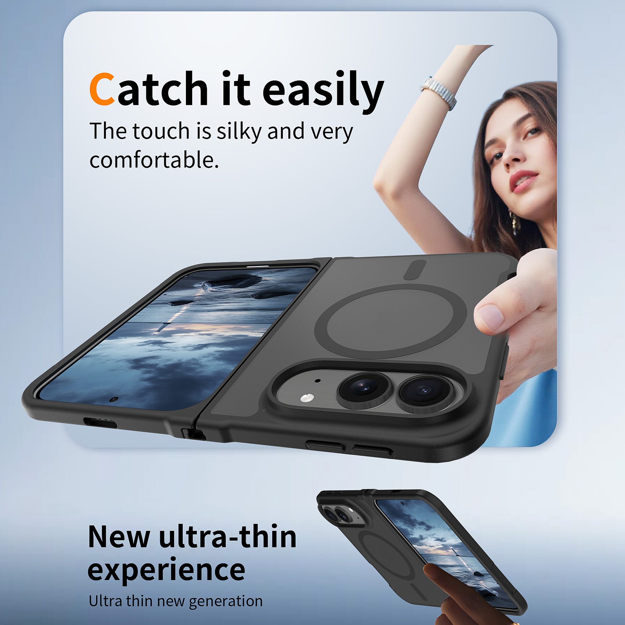 SendaFit Matte Skin-Feel Two-in-One Fold-Open MagSafe Case for iPhone 18 Fold detail 3