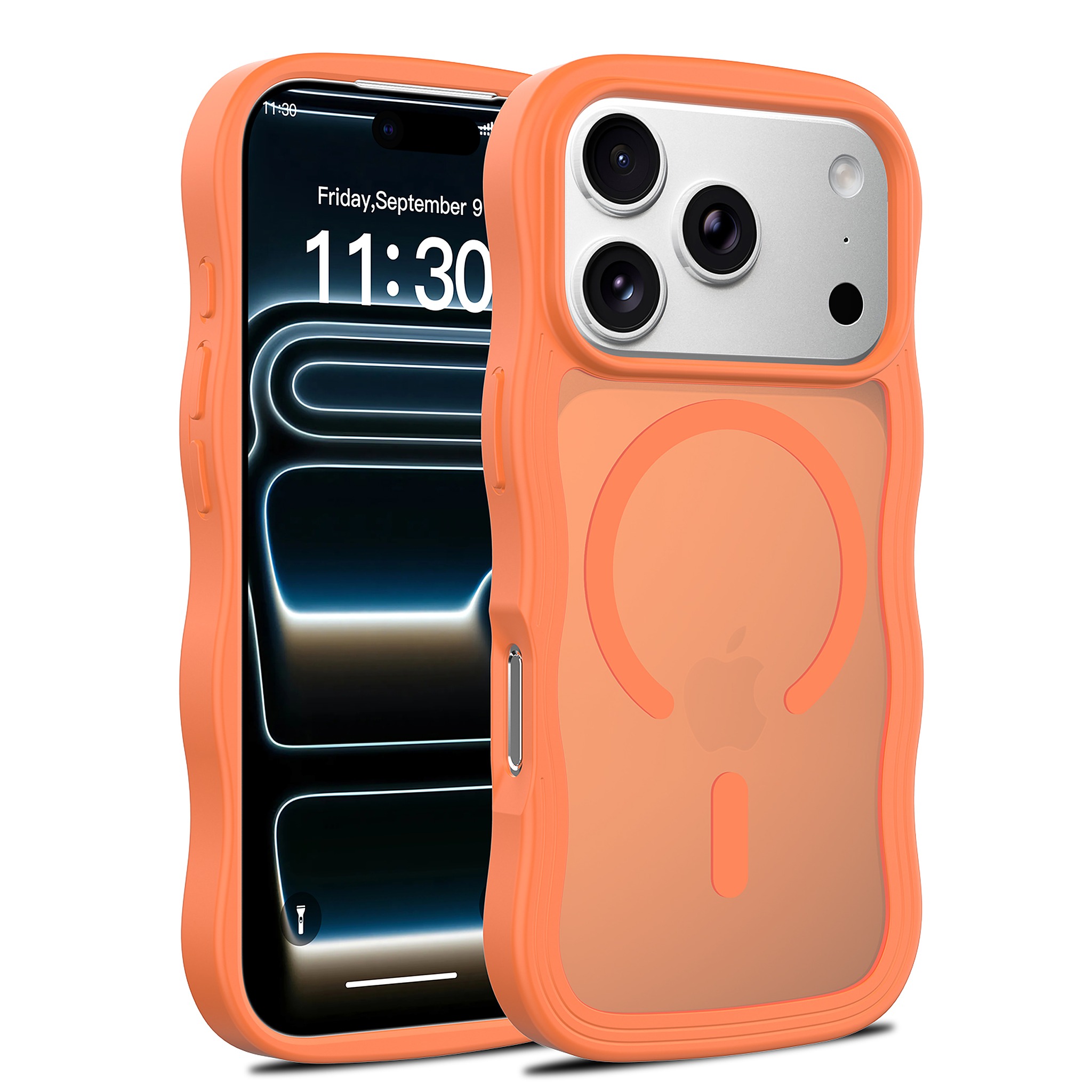 SendaFit Wavy Matte Two-in-One MagSafe Case for iPhone 18 Pro (Fits iPhone 17 Pro) - Orange