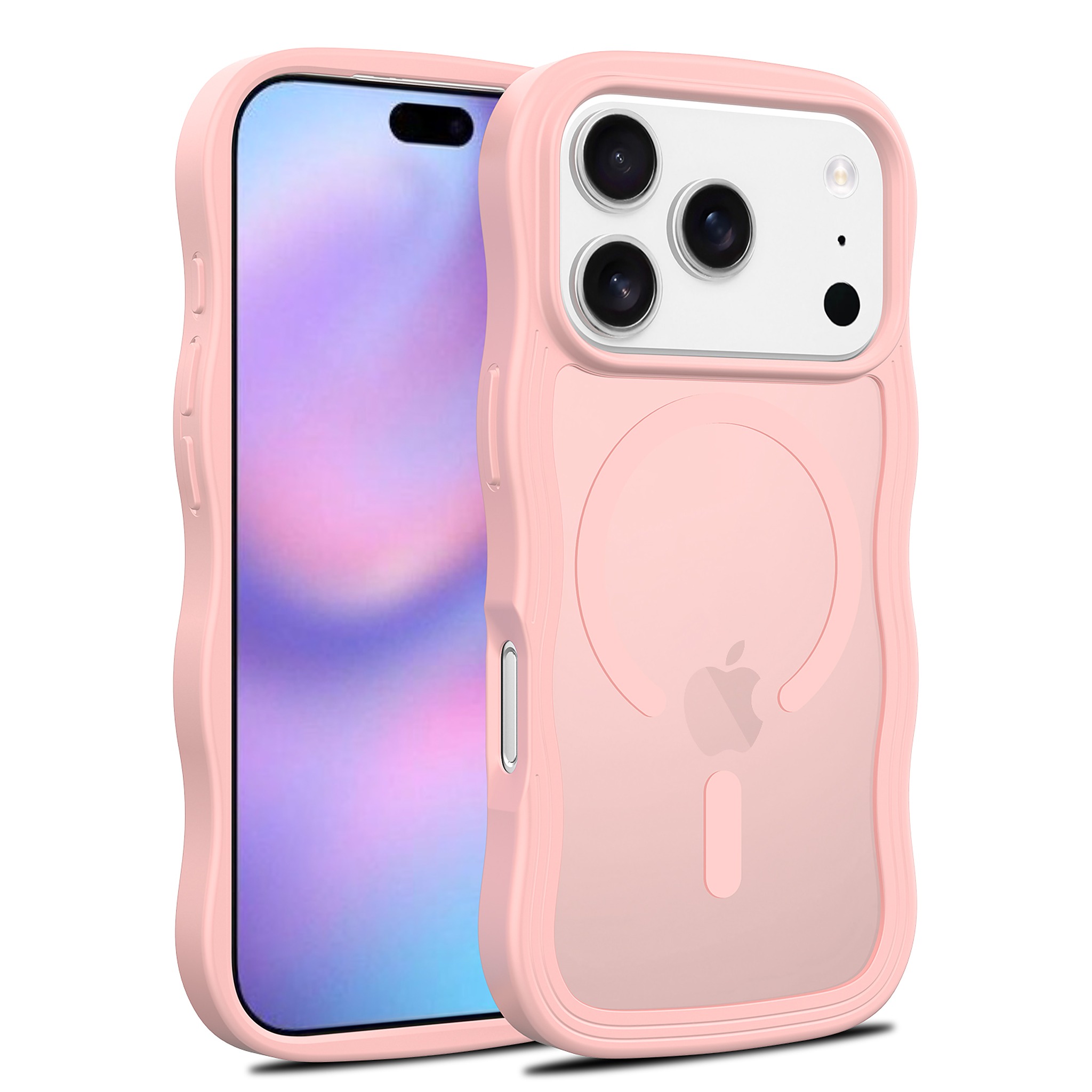 SendaFit Wavy Matte Two-in-One MagSafe Case for iPhone 18 Pro (Fits iPhone 17 Pro) - Light Pink