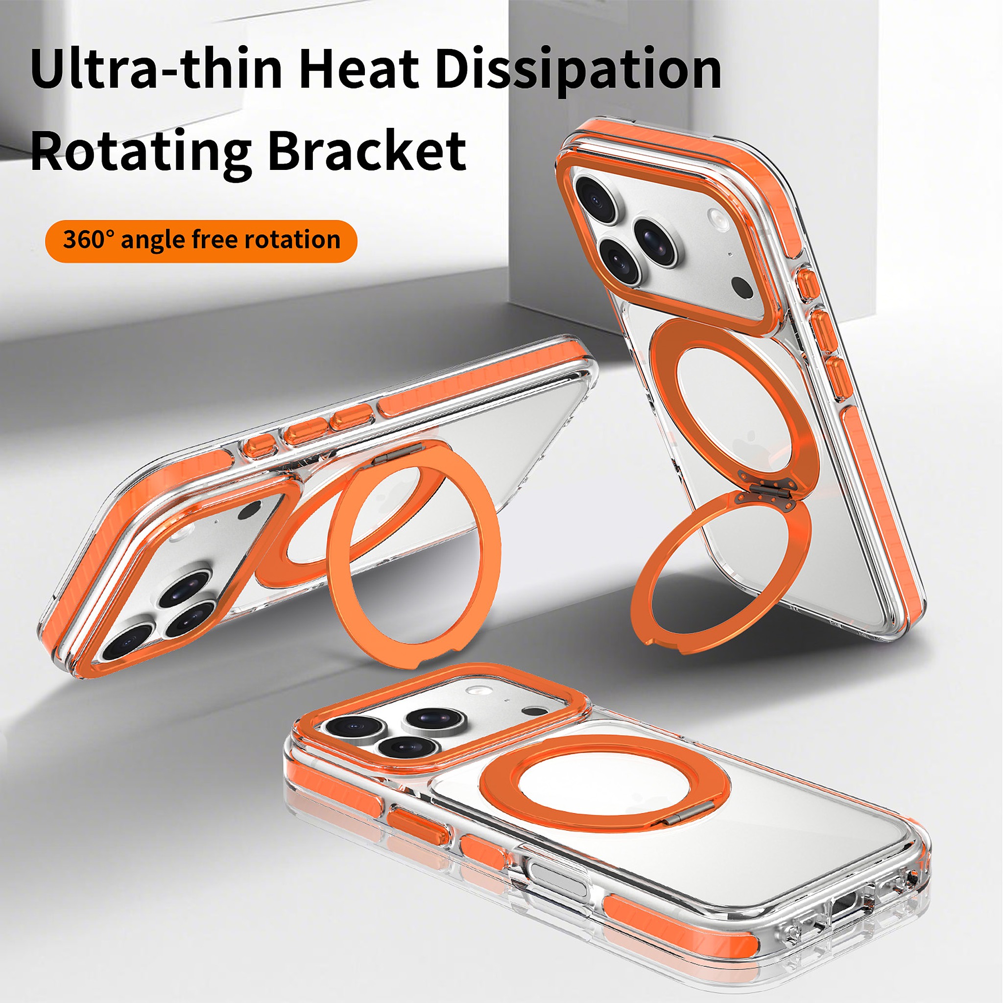SendaFit Iridescent Clear 360° Stand Case for iPhone 17 Pro & 18 Pro detail 13