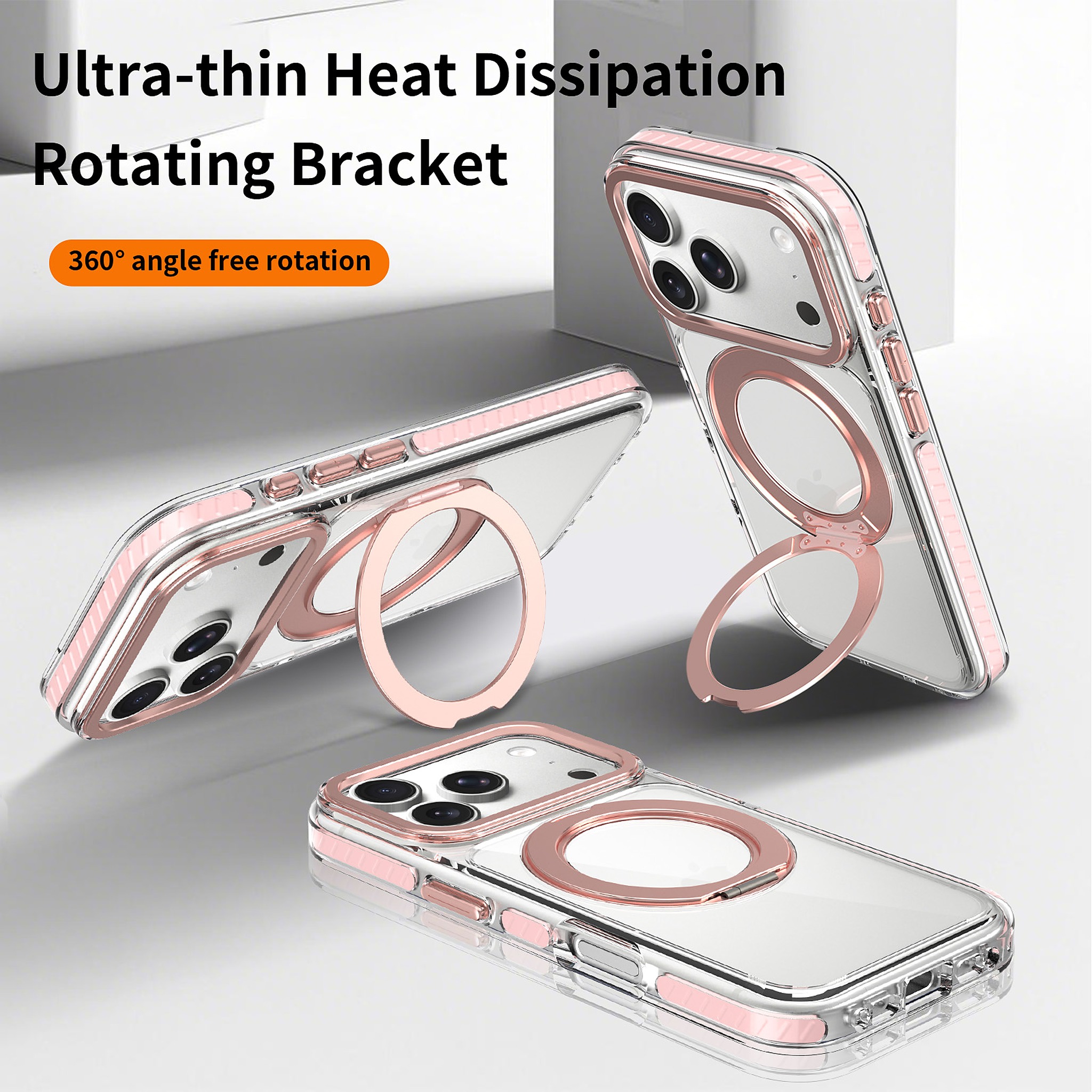 SendaFit Iridescent Clear 360° Stand Case for iPhone 17 Pro & 18 Pro detail 18