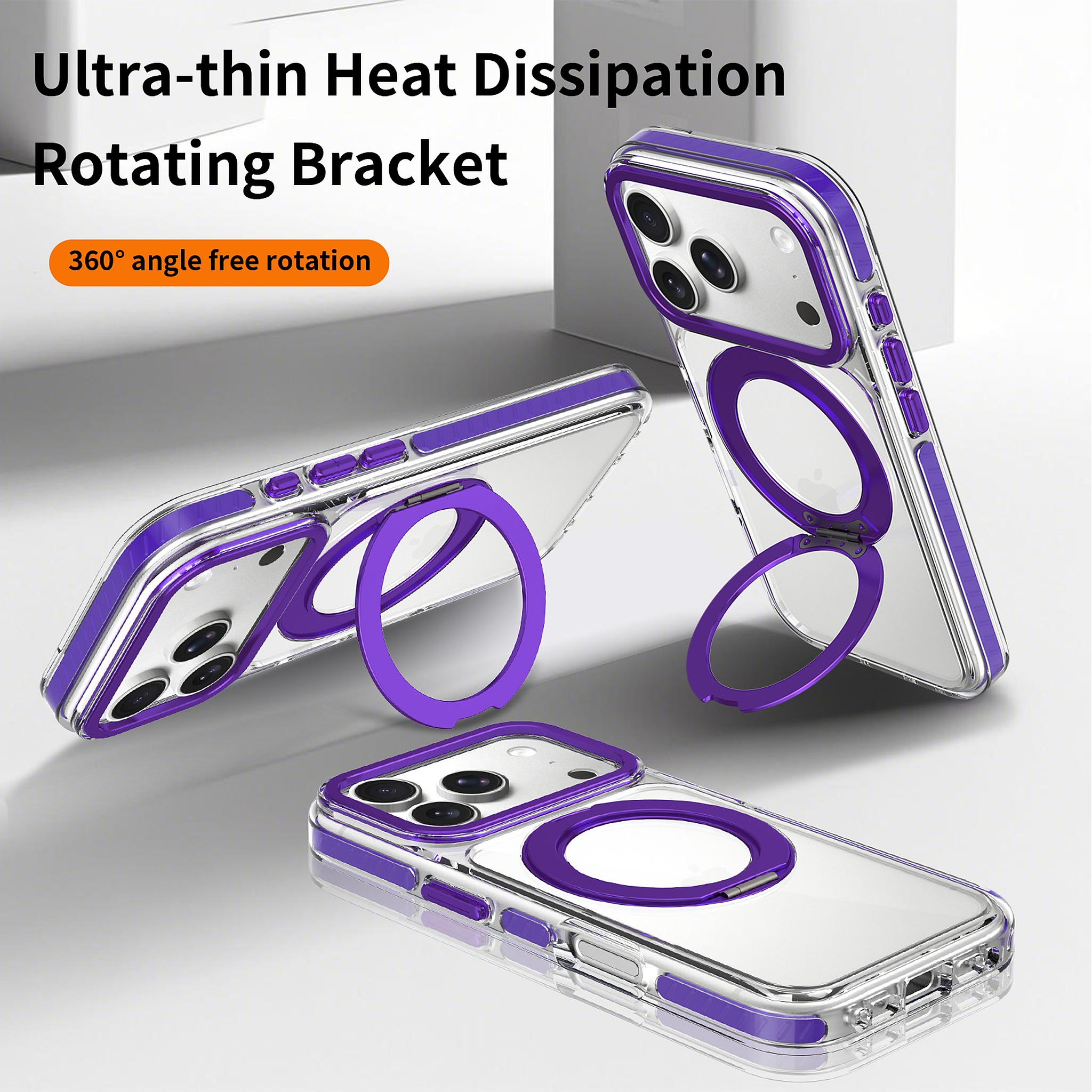 SendaFit Iridescent Clear 360° Stand Case for iPhone 17 Pro & 18 Pro detail 28