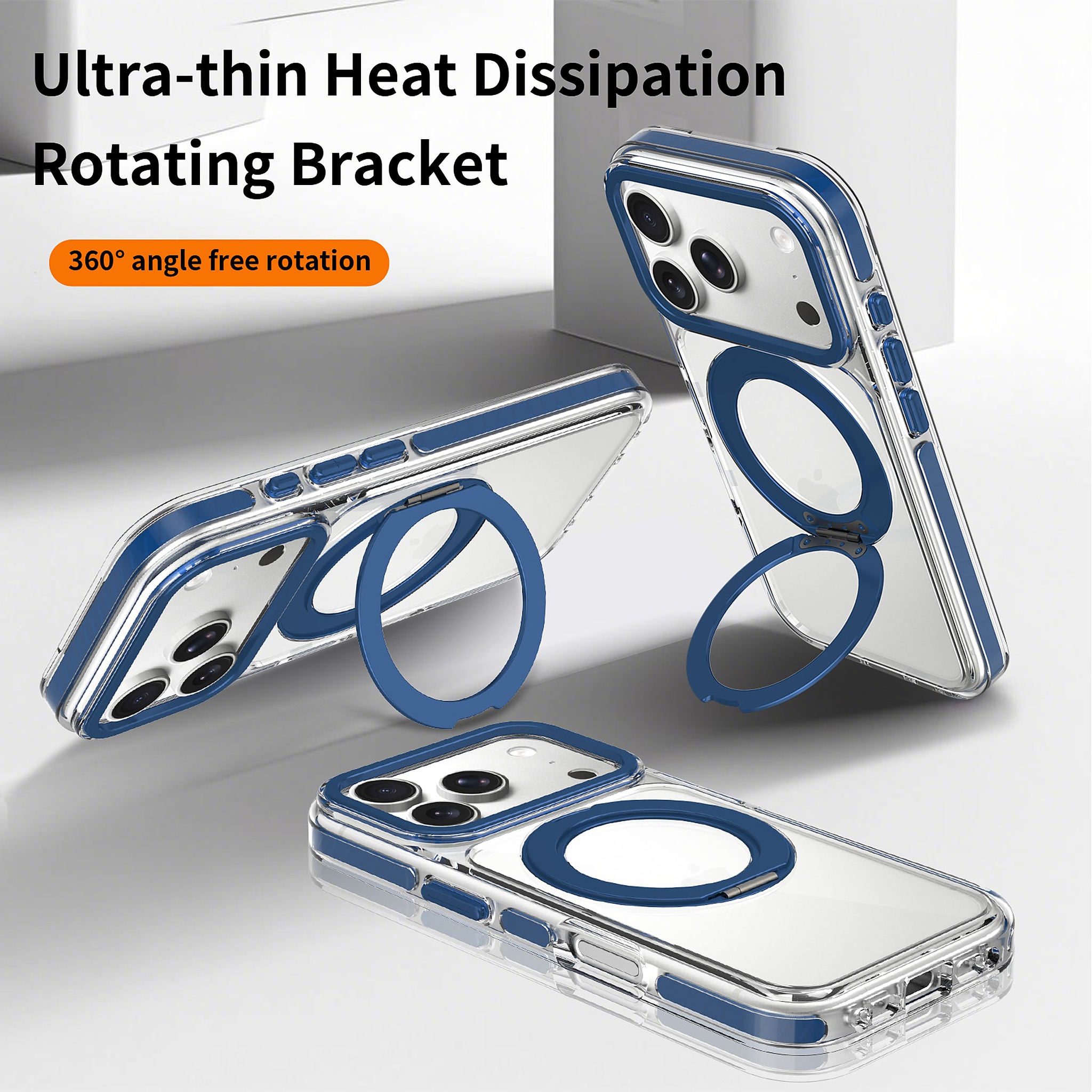 SendaFit Iridescent Clear 360° Stand Case for iPhone 17 Pro & 18 Pro detail 4