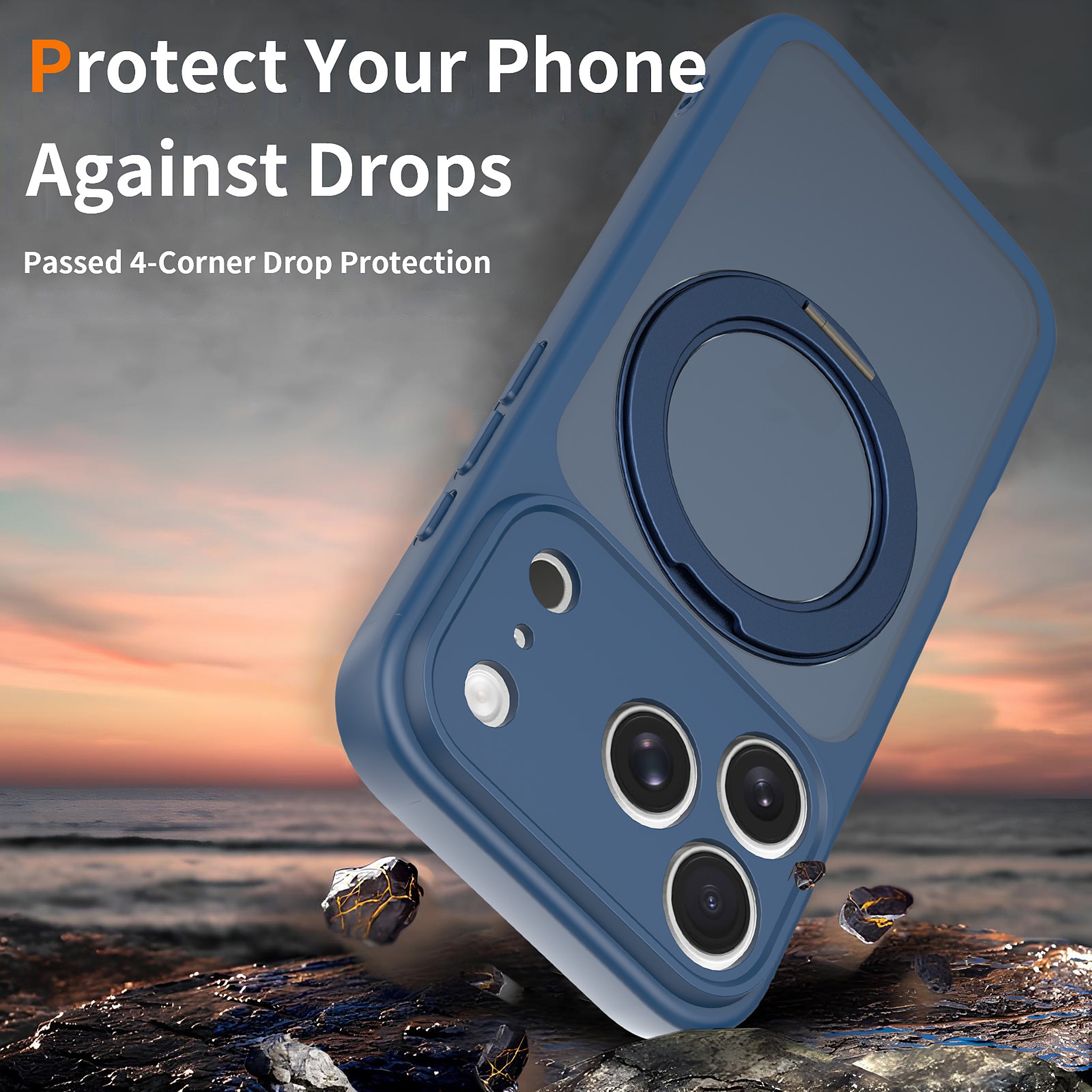 SendaFit Precise-Cutout Matte Skin-Feel 360° Stand Case for iPhone 17 Pro & 18 Pro detail 1